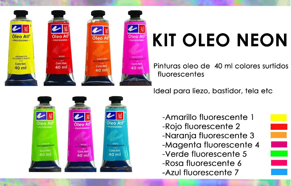 Pinturas Oleo Colores Neon Surtidos Fluorescentes C Luz Uv