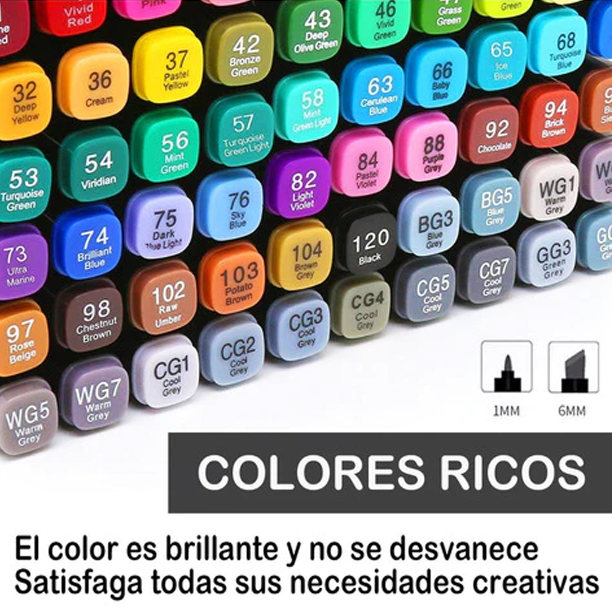 Marcadores Doble Punta Plumones Punta Pincel Kit 60 Colores littering