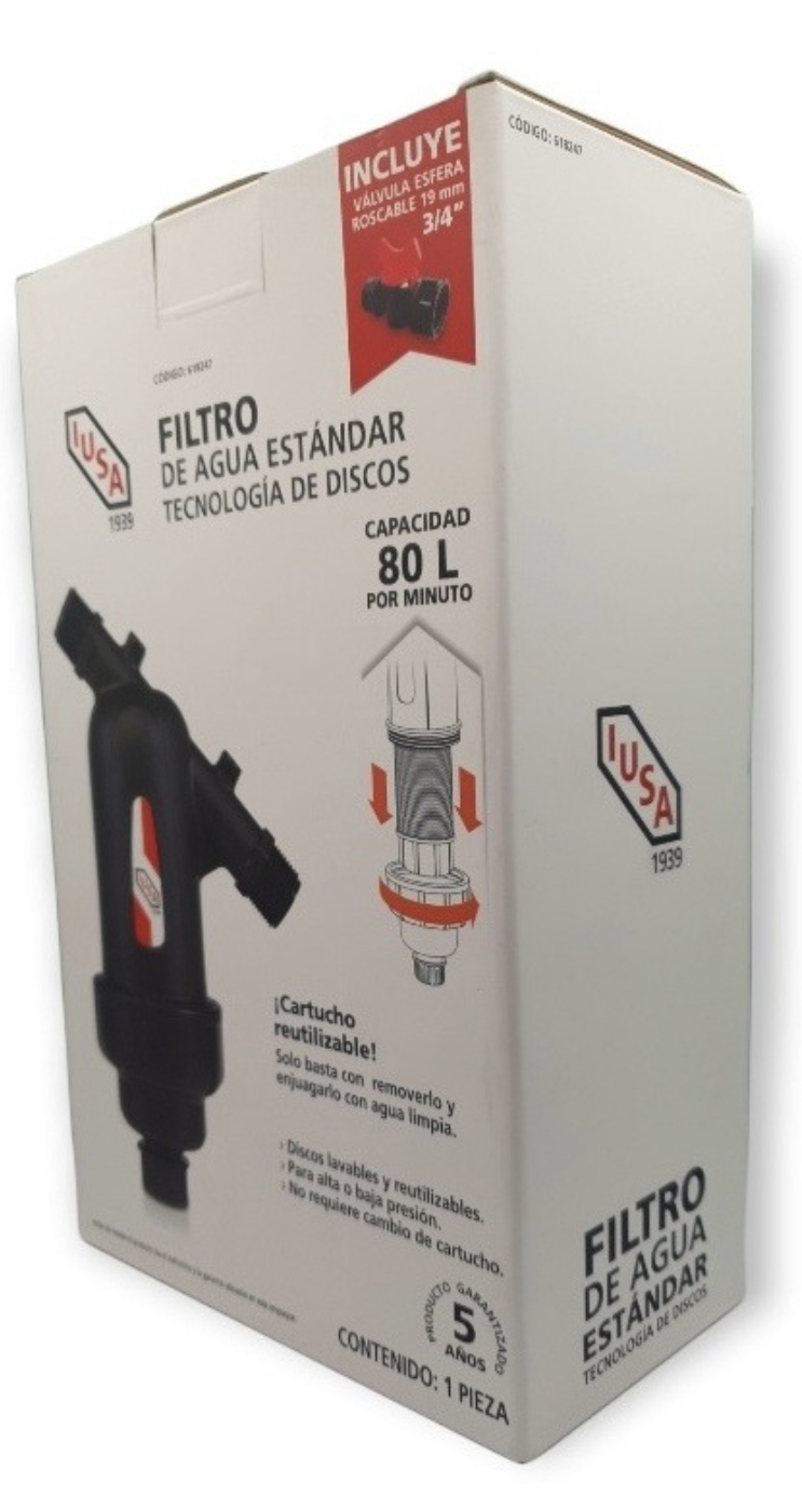 Filtro De Agua Lavable De Discos Iusa 80 Litros / Minuto
