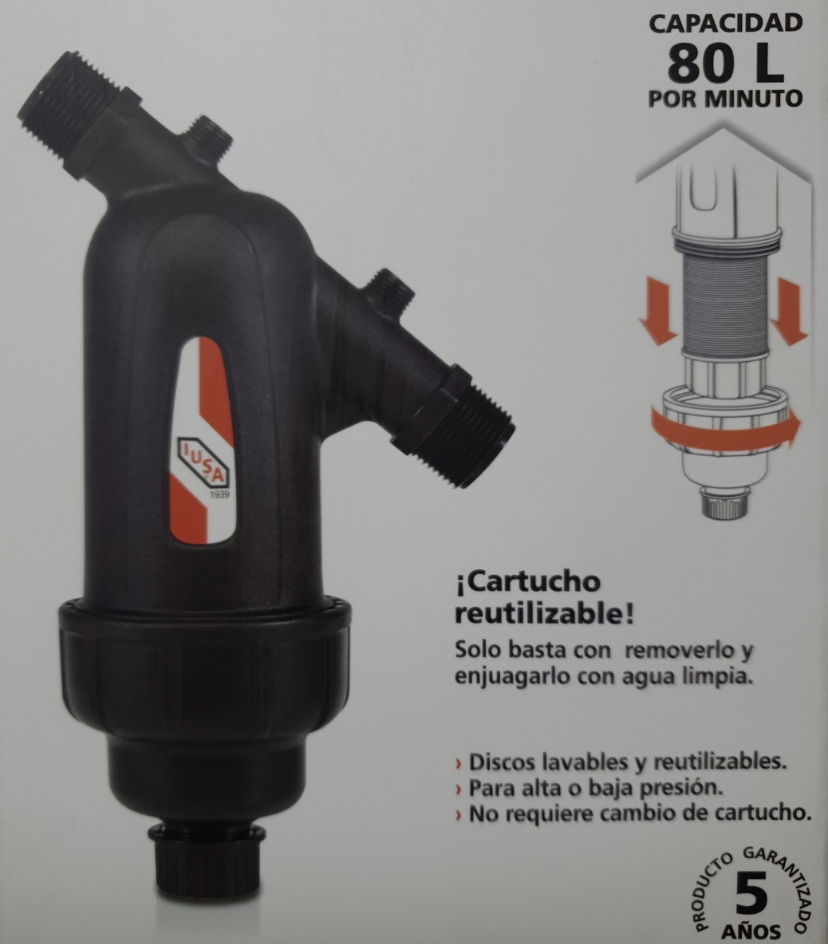 Filtro De Agua Lavable De Discos Iusa 80 Litros / Minuto