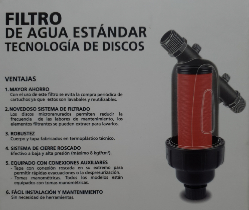 Filtro De Agua Lavable De Discos Iusa 80 Litros / Minuto