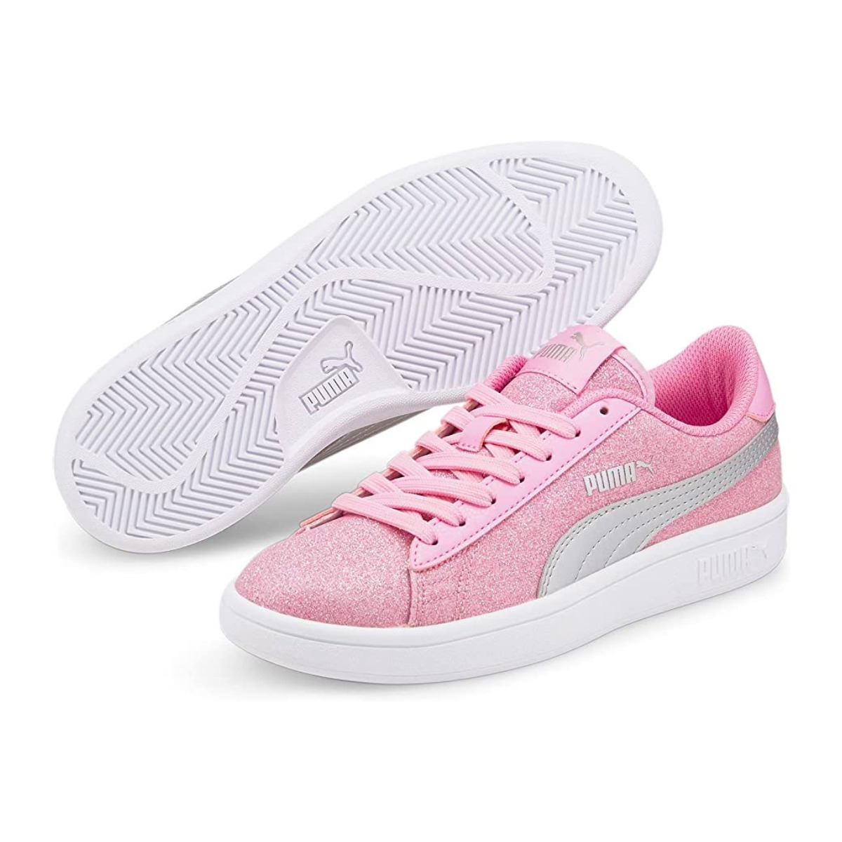 Tenis Puma Smash Glitter Rosa de Dama Original