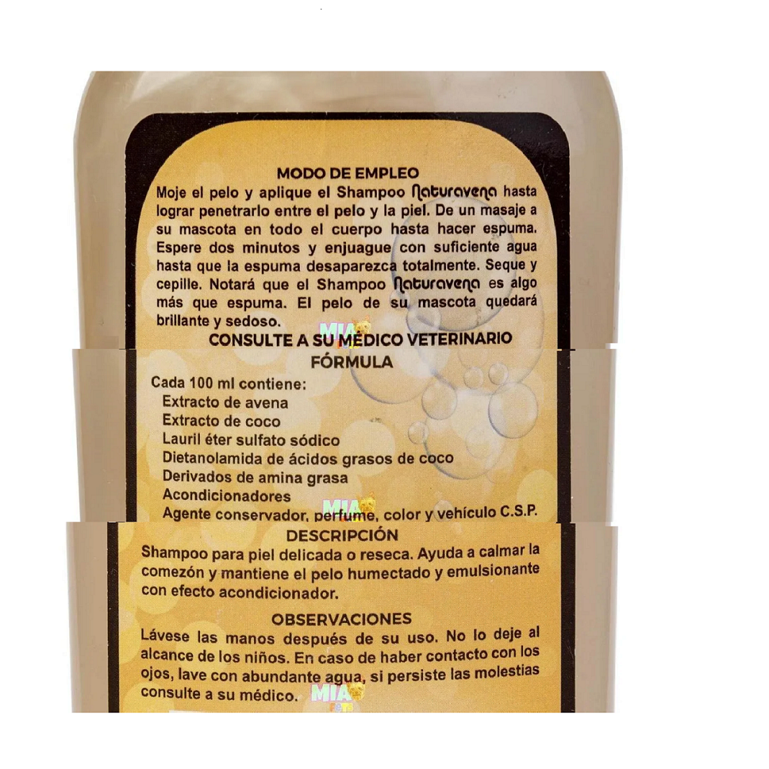 Shampoo De Avena Y Coco Para Perros De Piel Delicada 250ml