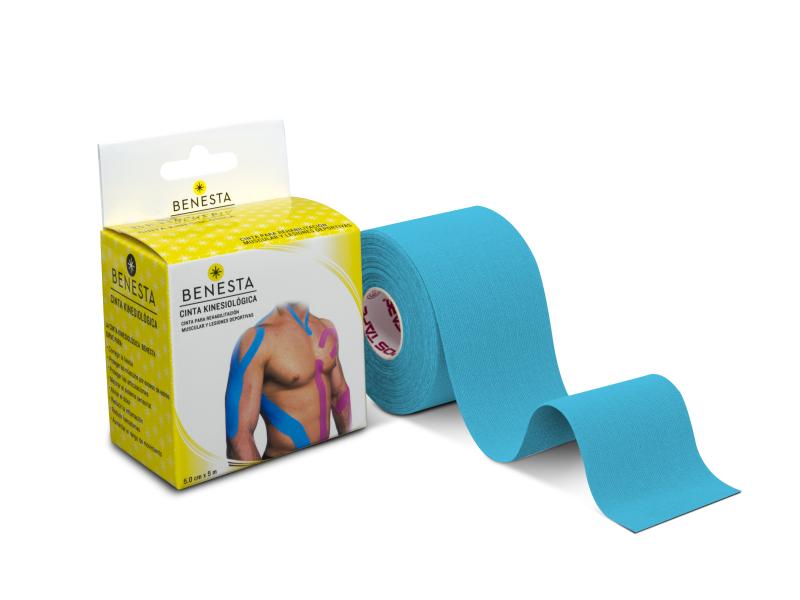 Cinta Kinesiologica Azul P/Vendaje Lesiones Musculares Benesta