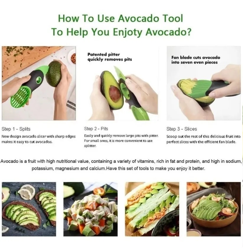 3 En 1 Pelador Rebanador Cortador De Aguacate Juliana Cocina