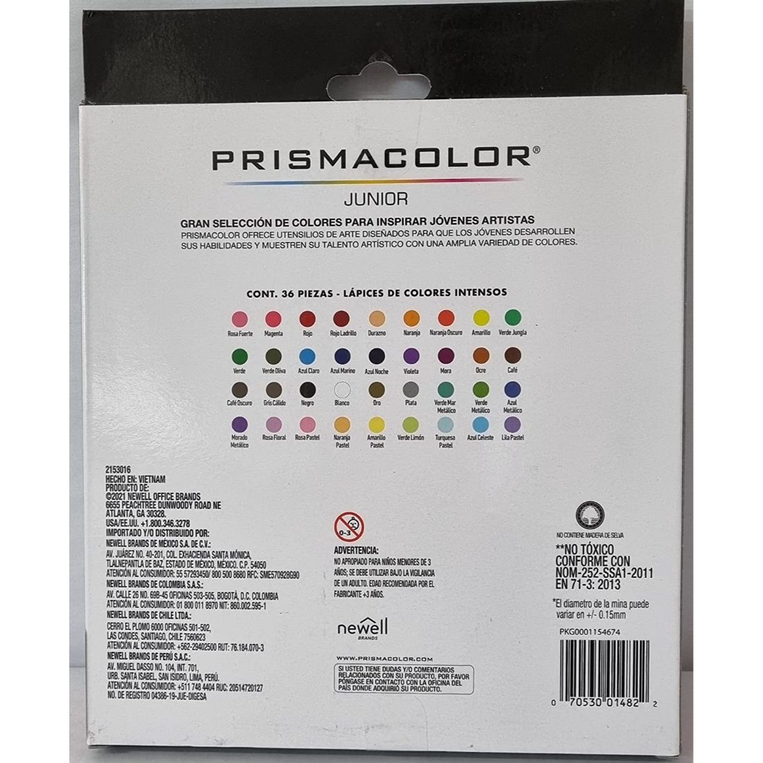 36 Lápices De Colores Redondos Prismacolor Junior Intensos