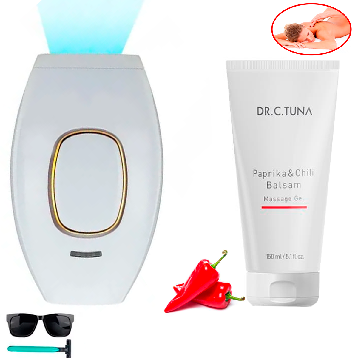 Depiladora Láser Profesional Permanente Ipl De Luz Pulsada Mas Gel Paprika Farmasi Reductor de Celulitis Gel Para Masajes