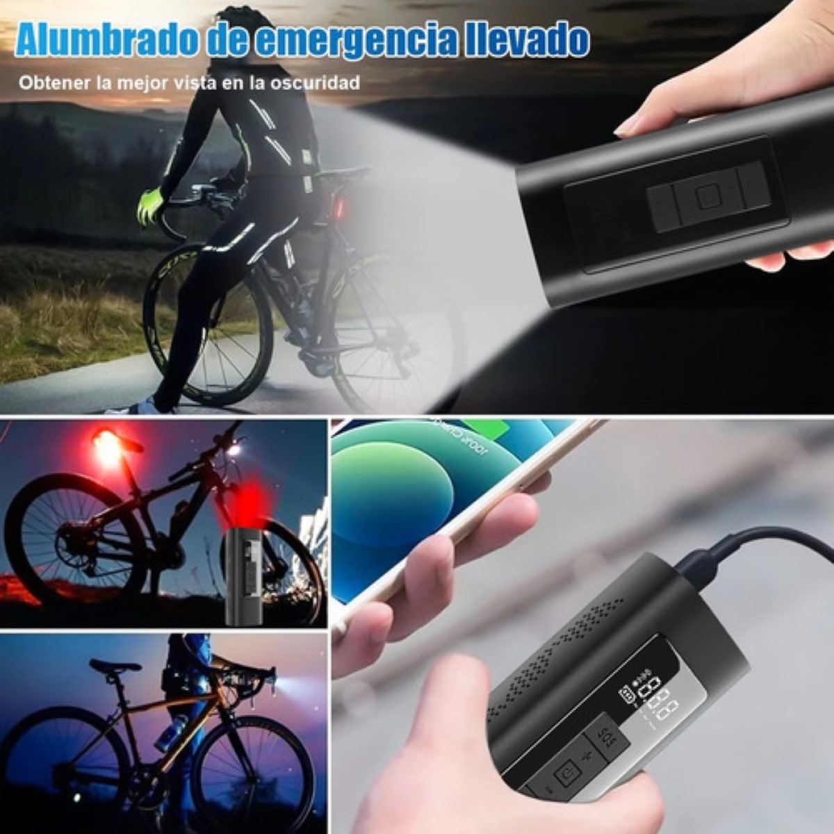Bomba Inflador De Llanta Eléctrica Y Portátil 150psi 6000mah