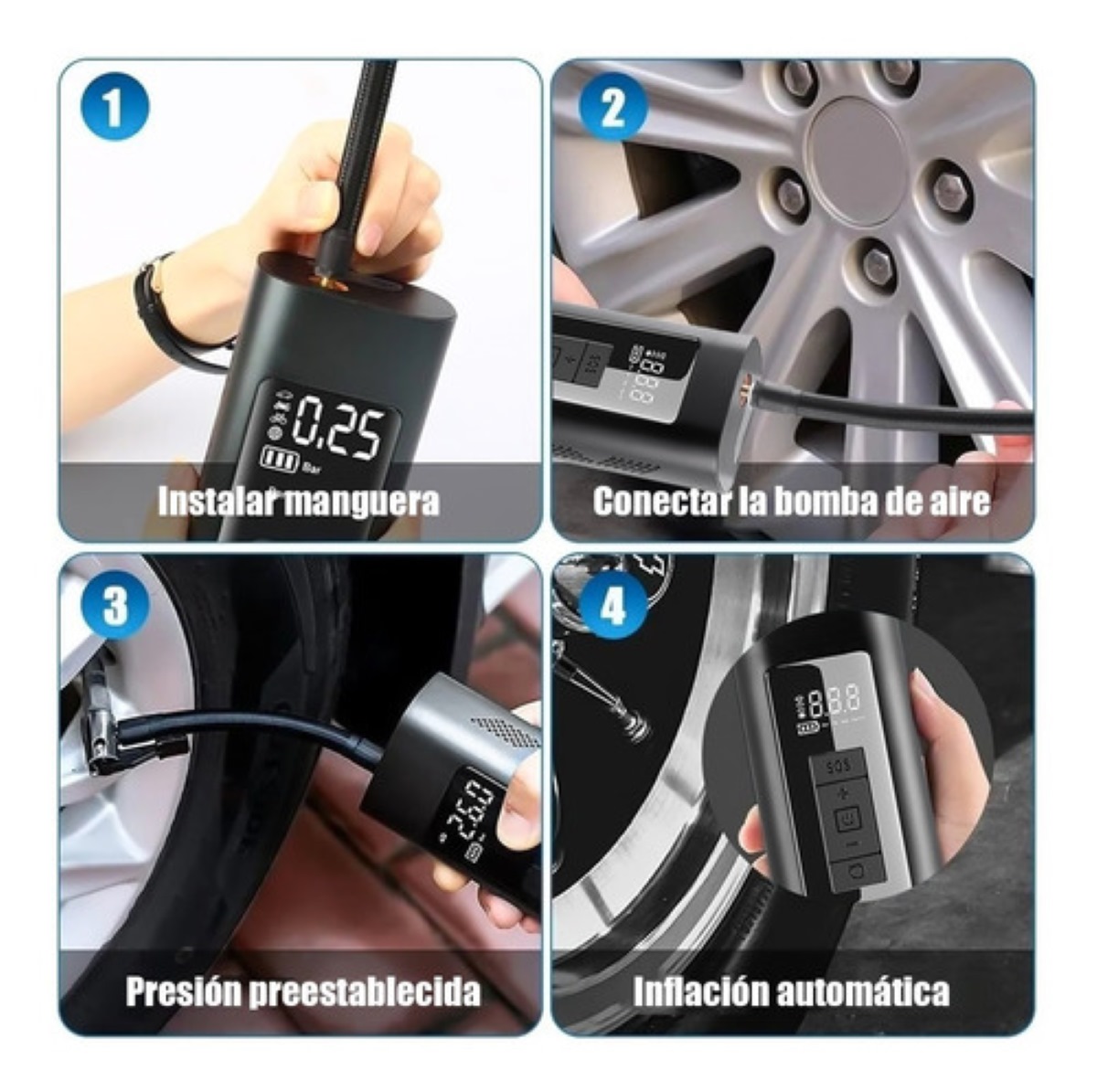 Bomba Inflador De Llanta Eléctrica Y Portátil 150psi 6000mah