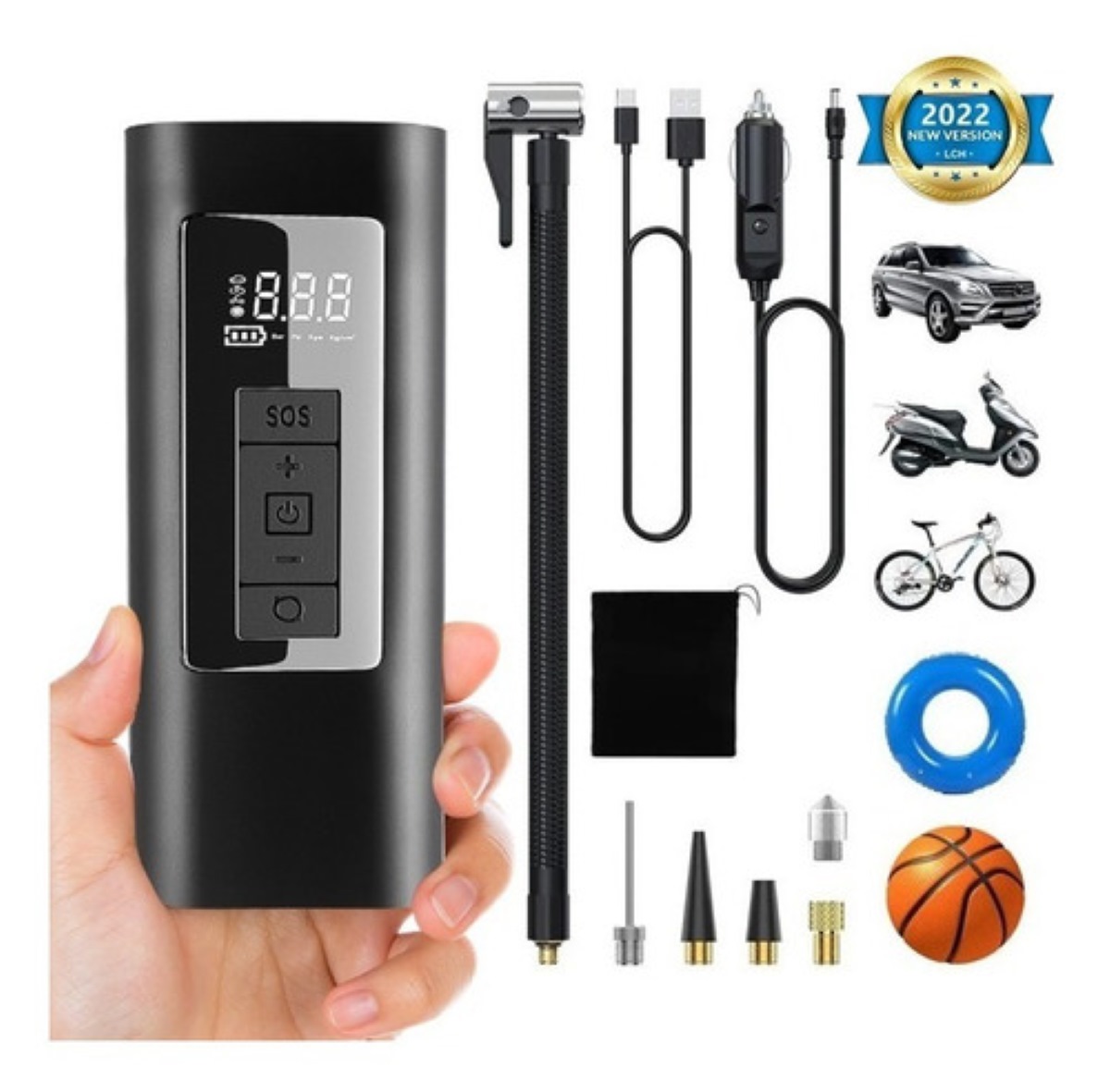 Bomba Inflador De Llanta Eléctrica Y Portátil 150psi 6000mah
