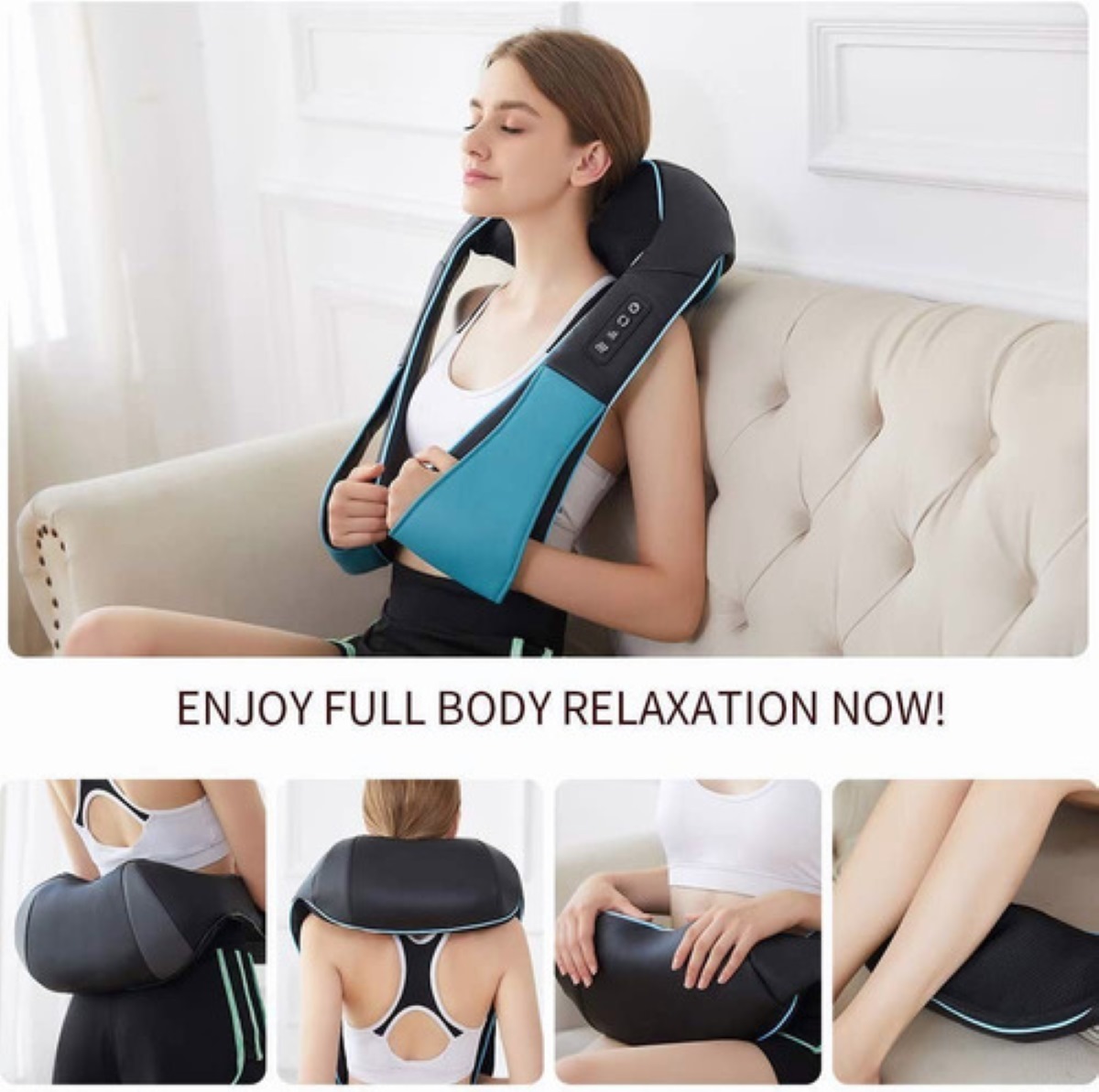 Masajeador Cuello Espalda Hombro Cintura Pies Calor Azul