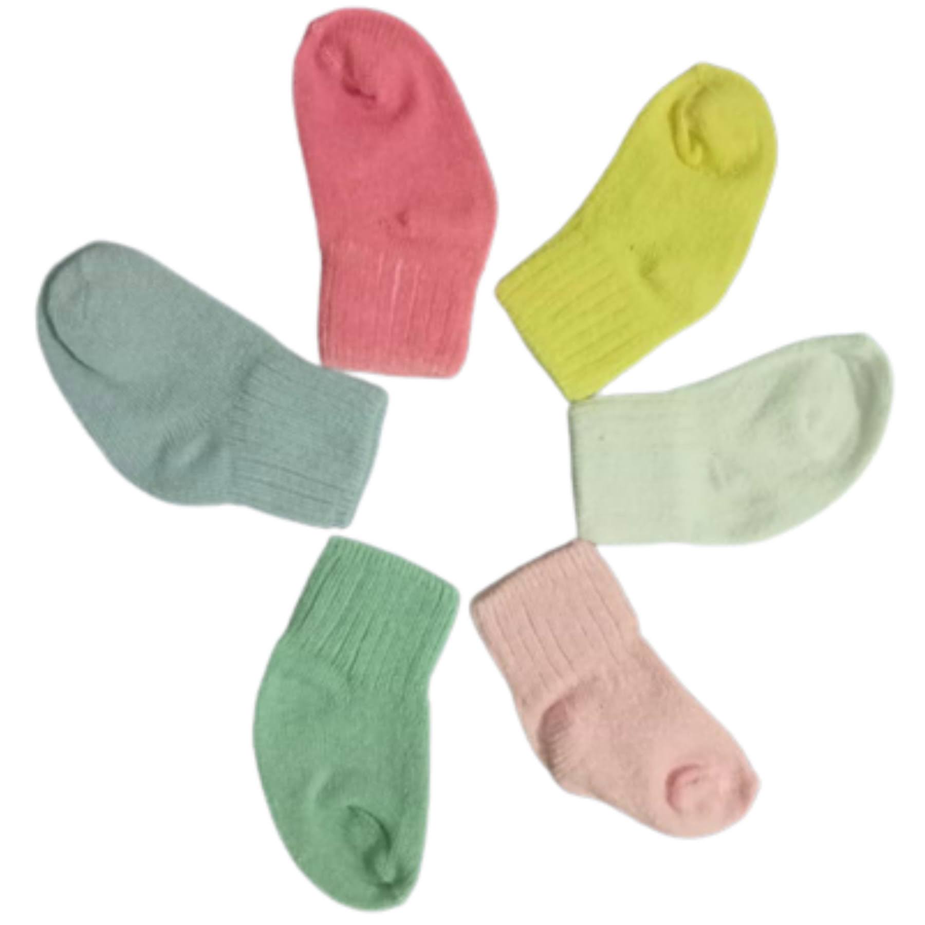 6 Pares De Calcetas Tines Bebé Colores Algodón 0 A 2 Meses