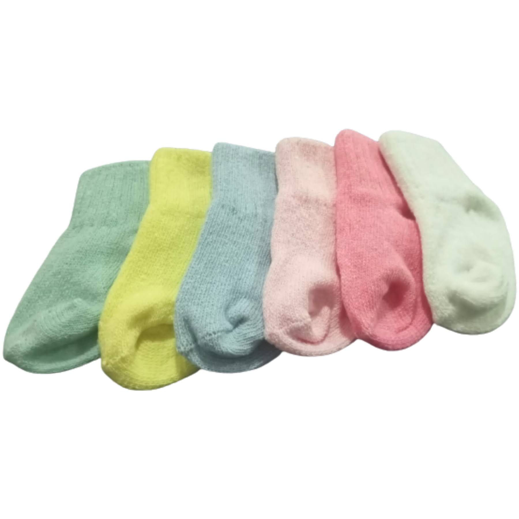 6 Pares De Calcetas Tines Bebé Colores Algodón 0 A 2 Meses