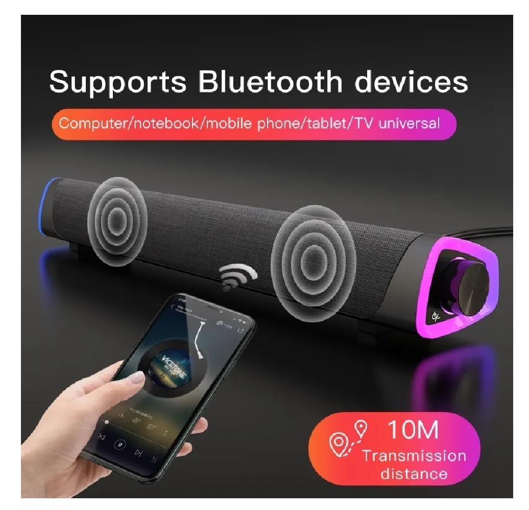 Barra Sonido Con Wired Usb Bluetooth Subwoofer Para Pc/tv