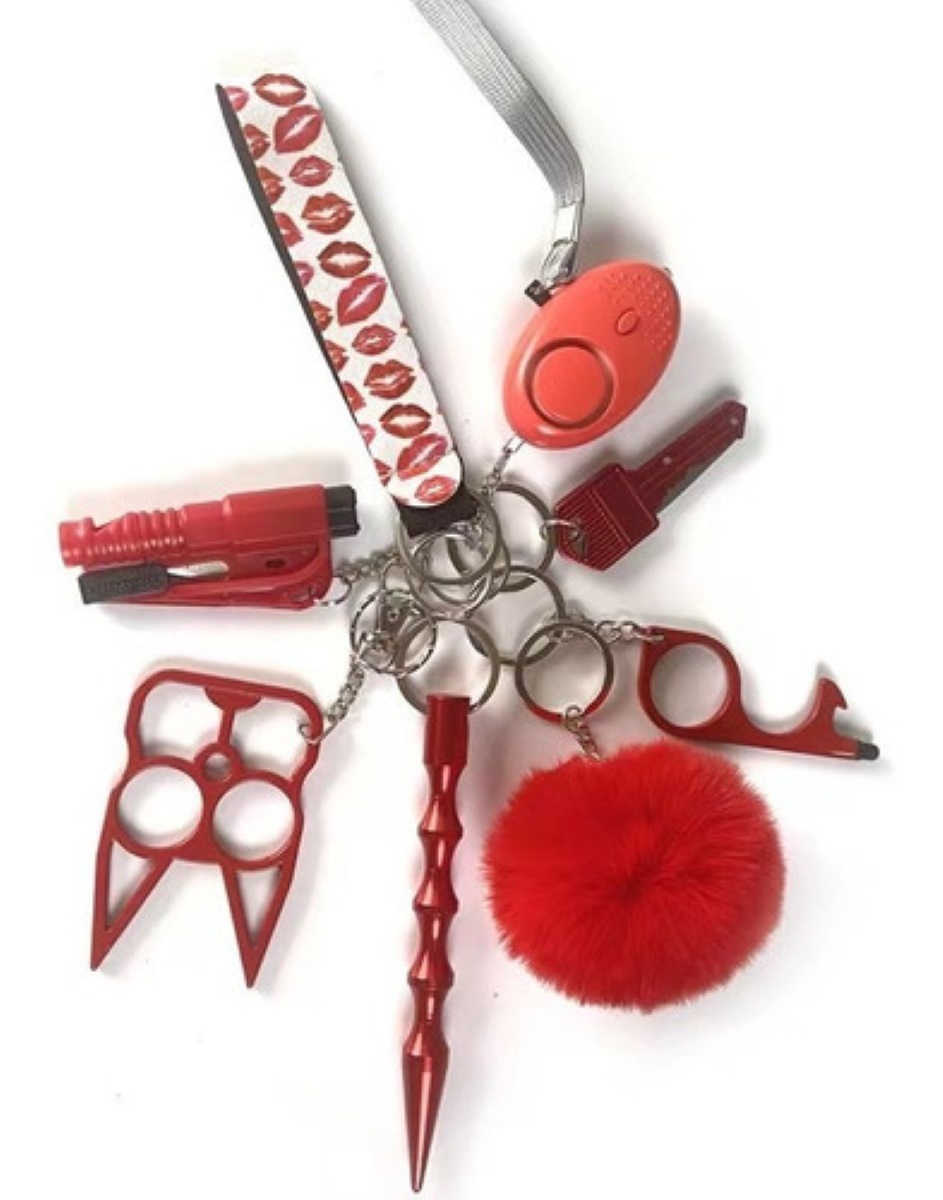 Llaveros Defensa Personal Con Alarma de 8 Pz Rojo