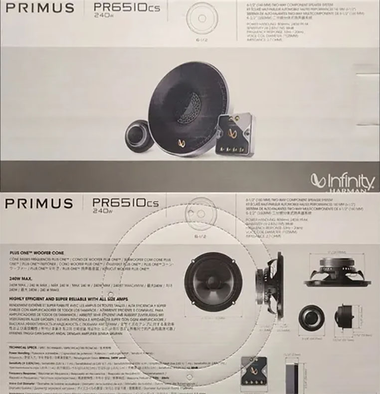 Set De Medios Infinity Primus Pr6510cs 6.5 240w 80 Rms 2vias