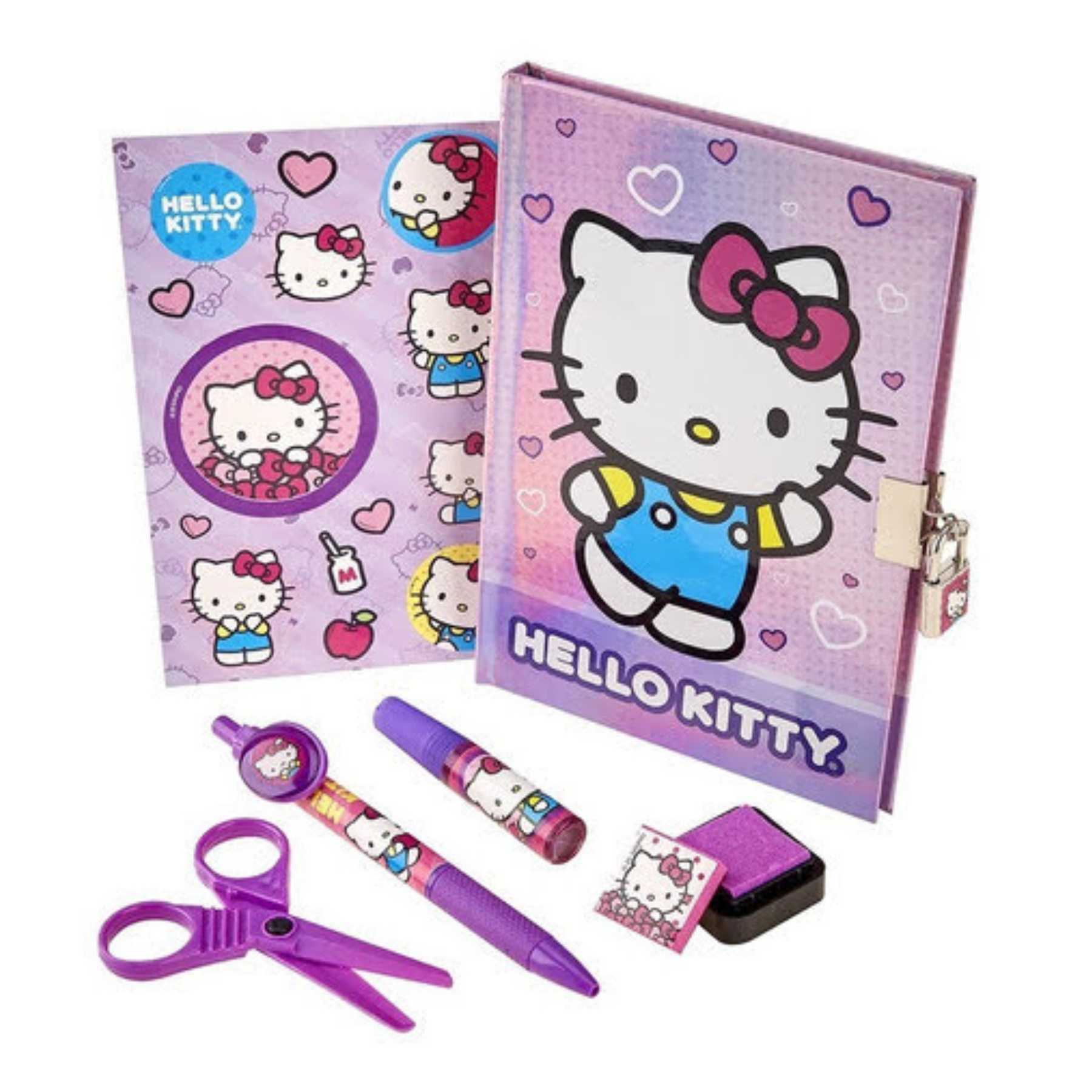 Set Hello Kitty Diario Secreto Con 60 Hojas + 7 Accesorios