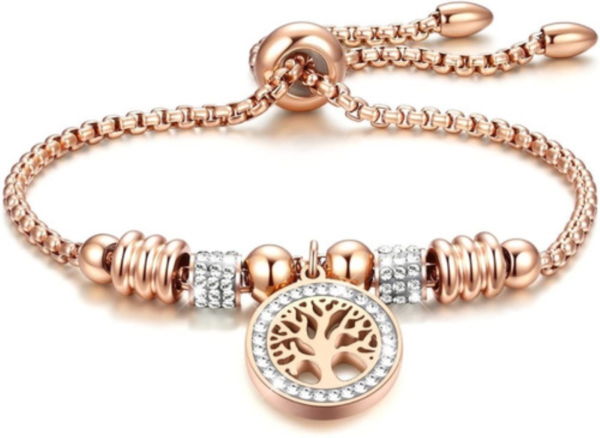 Pulseras Mujer Árbol De La Vida Oro Rosa