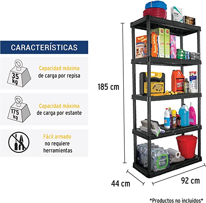 Pretul EST-5P, Estante plástico Pretul de 5 repisas