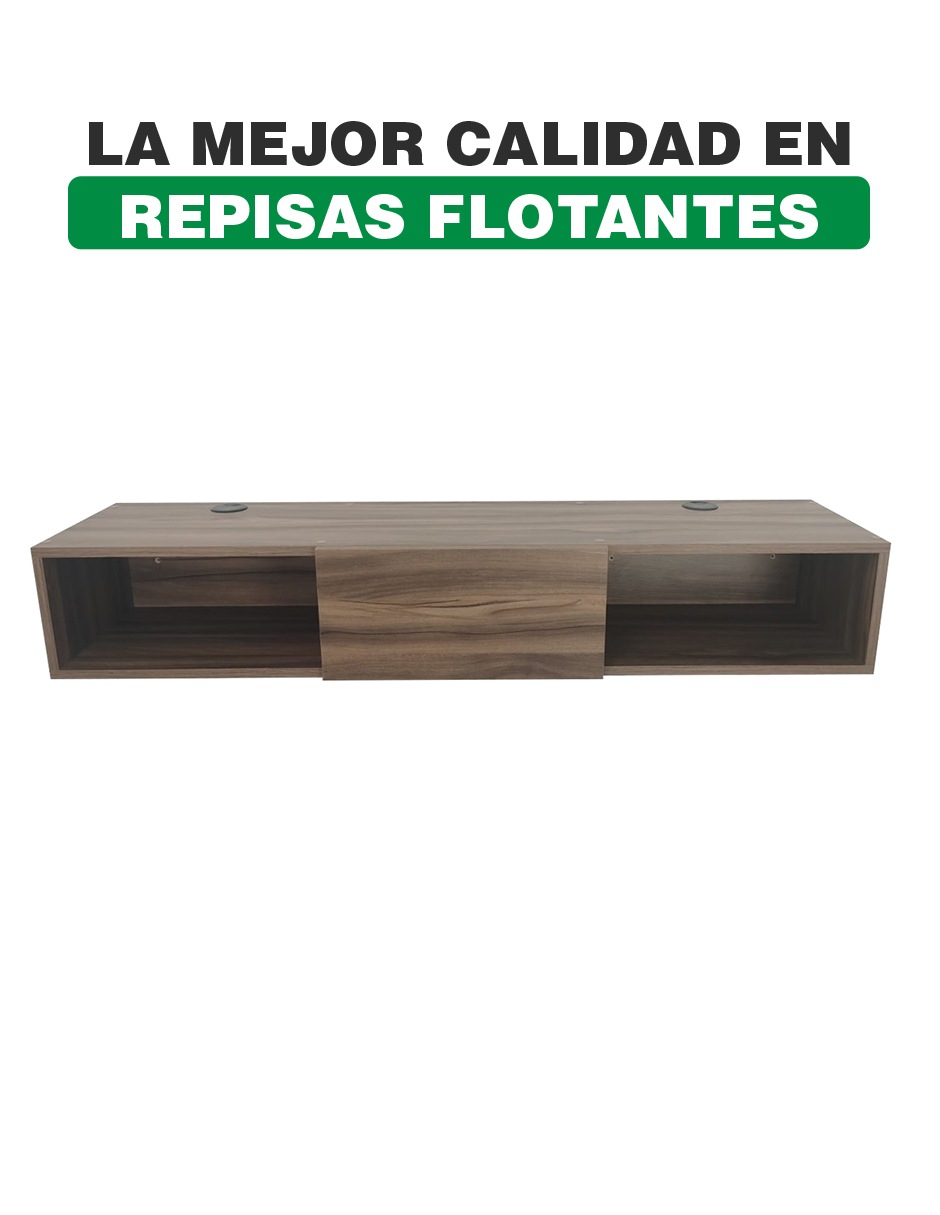 Repisa Flotante Moderna 1 puerta para equipos de TV 120 x 30 cm Nogal Terracota