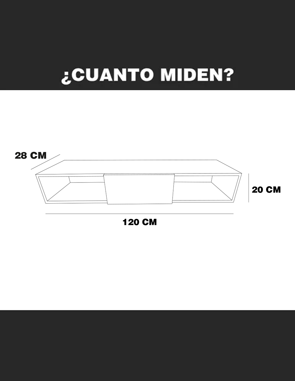 Repisa Flotante Moderna 1 puerta para equipos de TV 120 x 30 cm Roble Dakar