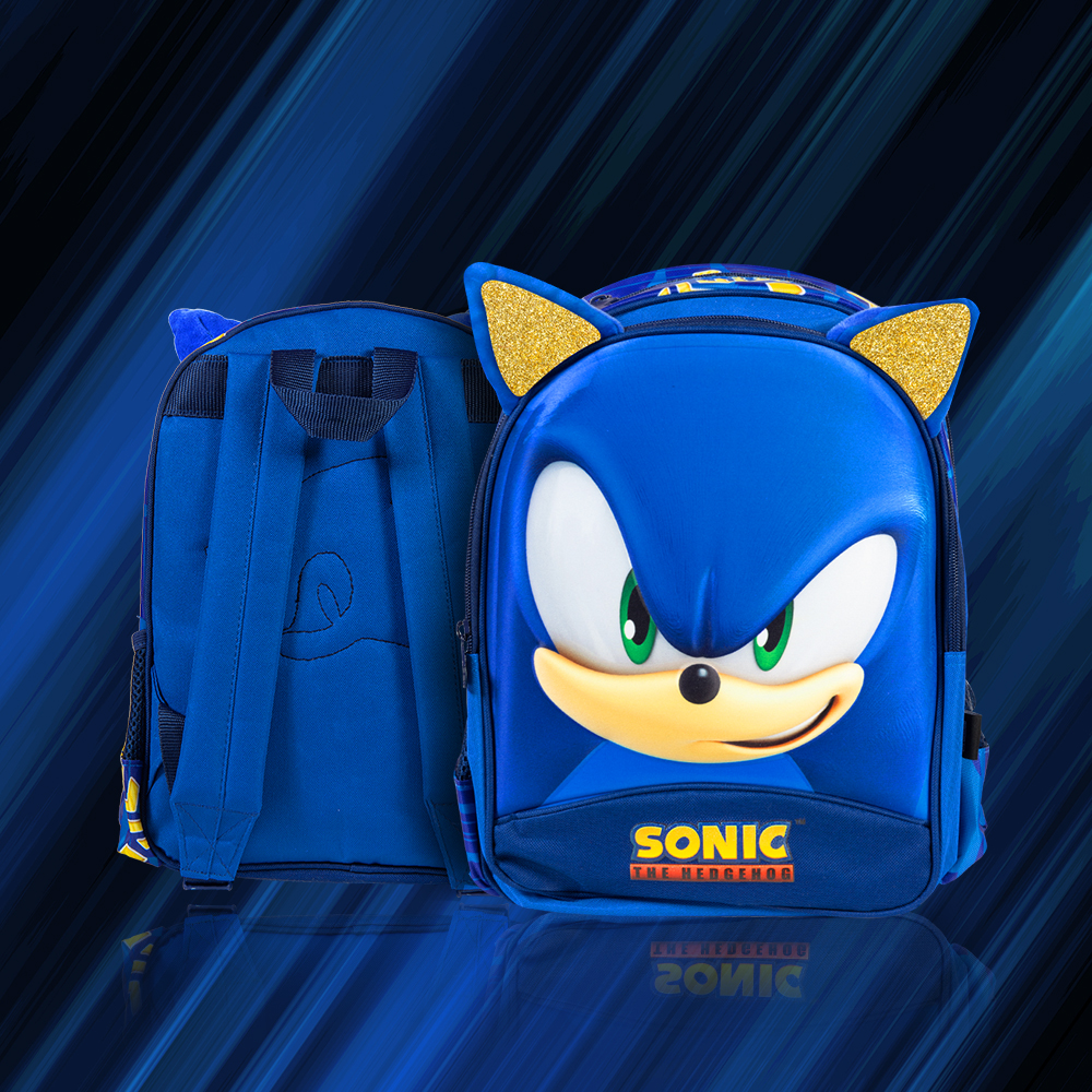 Mochila Escolar Sonic 13 Pulgas Diseño 3d Speed Gold Kinder