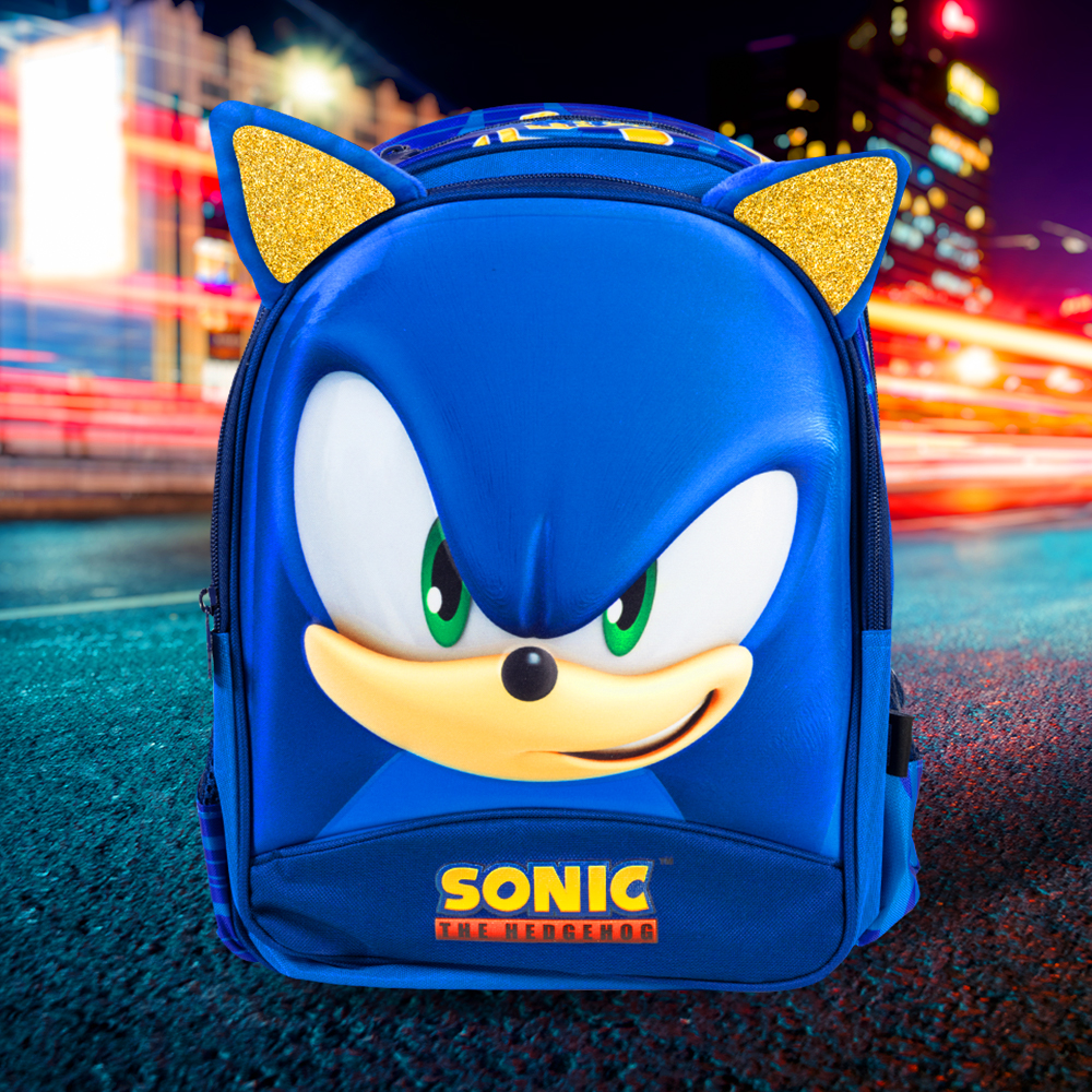 Mochila Escolar Sonic 13 Pulgas Diseño 3d Speed Gold Kinder