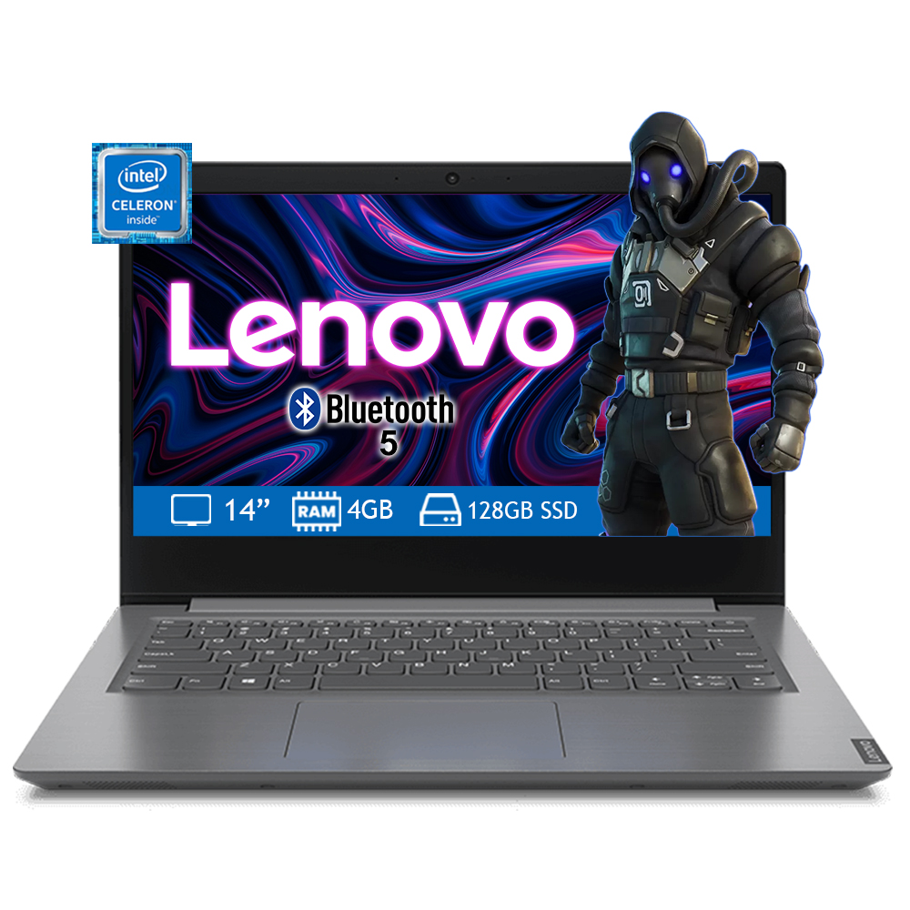 Laptop Lenovo V14 IGL Pantalla 14 Pulgadas, Intel Celeron N4020 Ram 4GB Disco en Estado Solido 128GB Windows 10- Gris