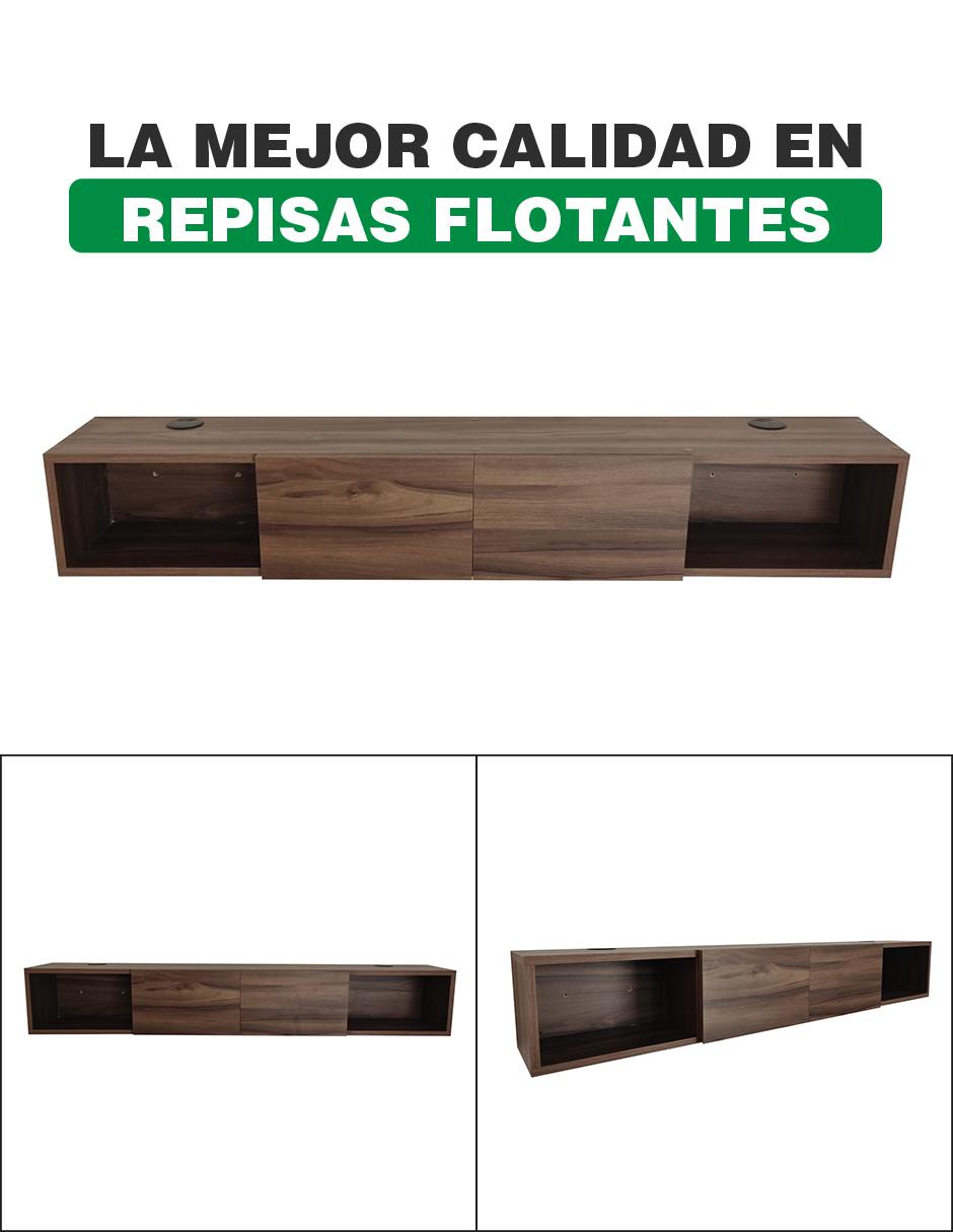 Repisa Flotante Moderna 2 puertas para equipos de TV Nogal Terracota