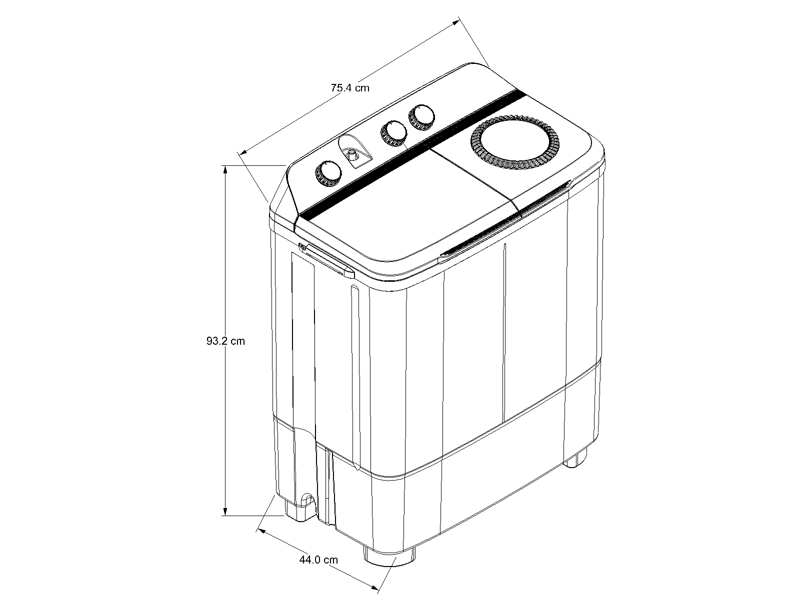 Lavadora dos tinas Acros 10kg ALD1035JE Blanco con vistas grises