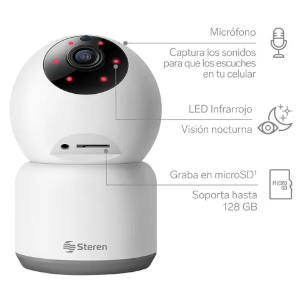 2 PZ Cámara Seguridad Wifi Steren CCTV-218 Robotizada FullHD