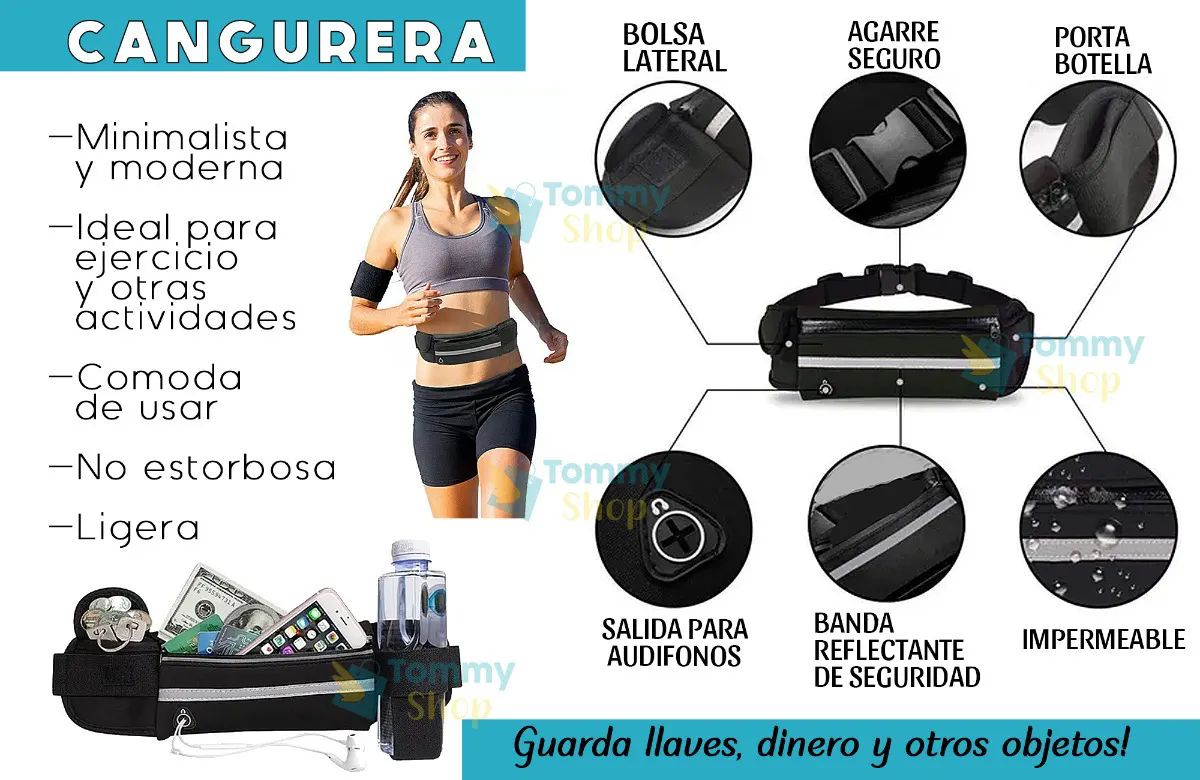 Cangurera Mariconera Gym Bolsa Ejercicio Ligera Correr