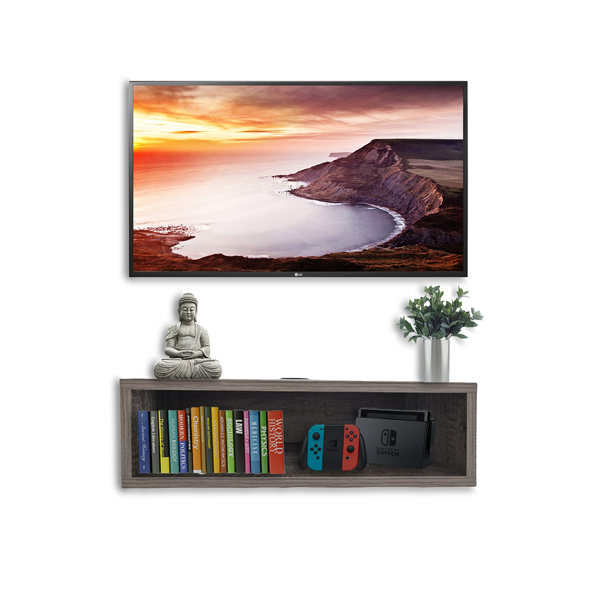 Repisa Flotante Moderna Cajón Para Equipos De Tv 50 X 25 Cm Lombardia