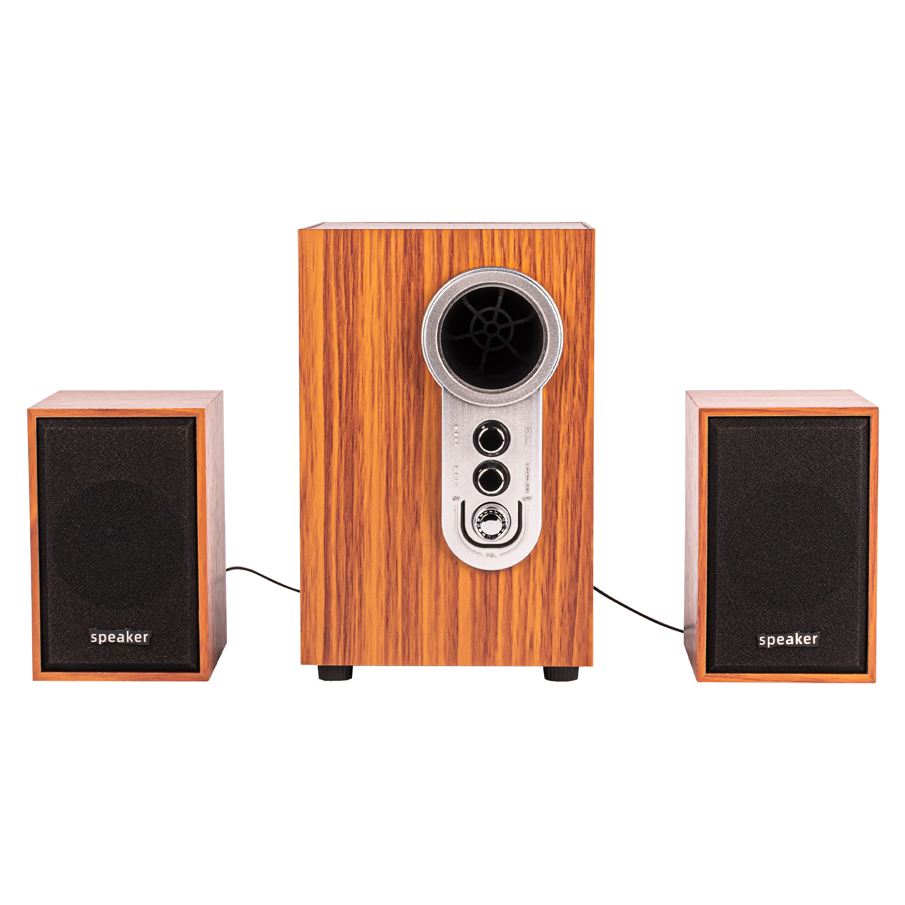 Minicomponente Minimalista Retro Diseño Tipo Madera con Subwoofer conexión USB y Aux 3.5