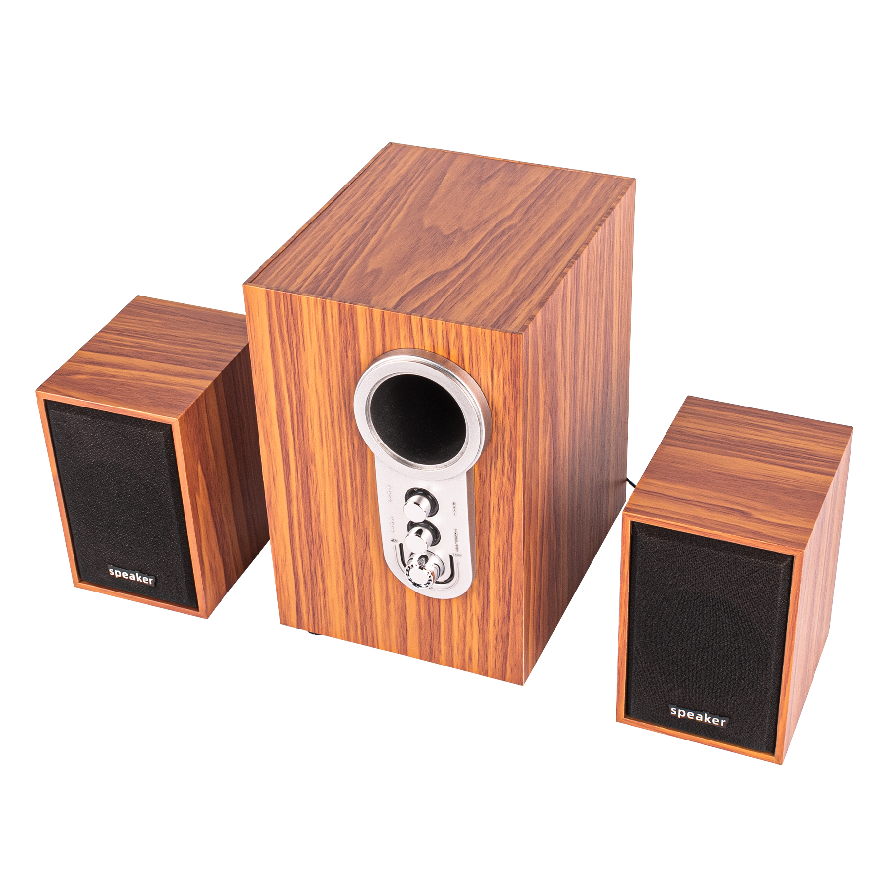 Minicomponente Minimalista Retro Diseño Tipo Madera con Subwoofer conexión USB y Aux 3.5
