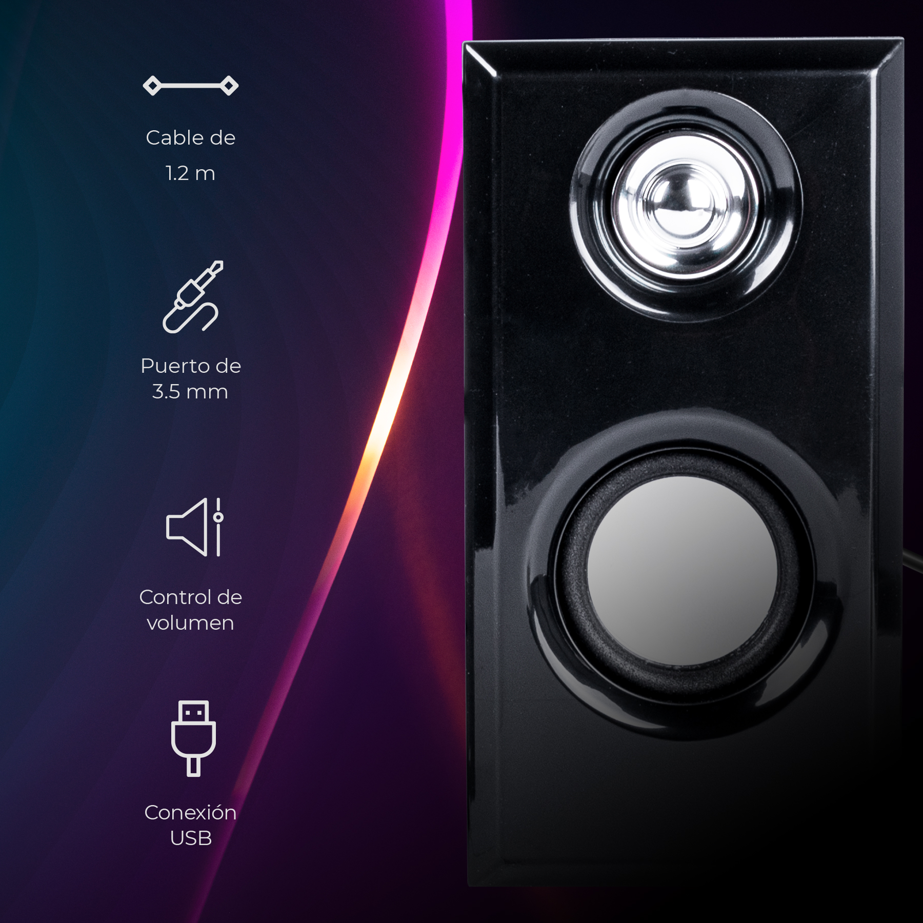 Bocinas Dúo con Sonido Estéreo Alámbricas para Escritorio conexión Auxiliar 3.5 potencia de 6W