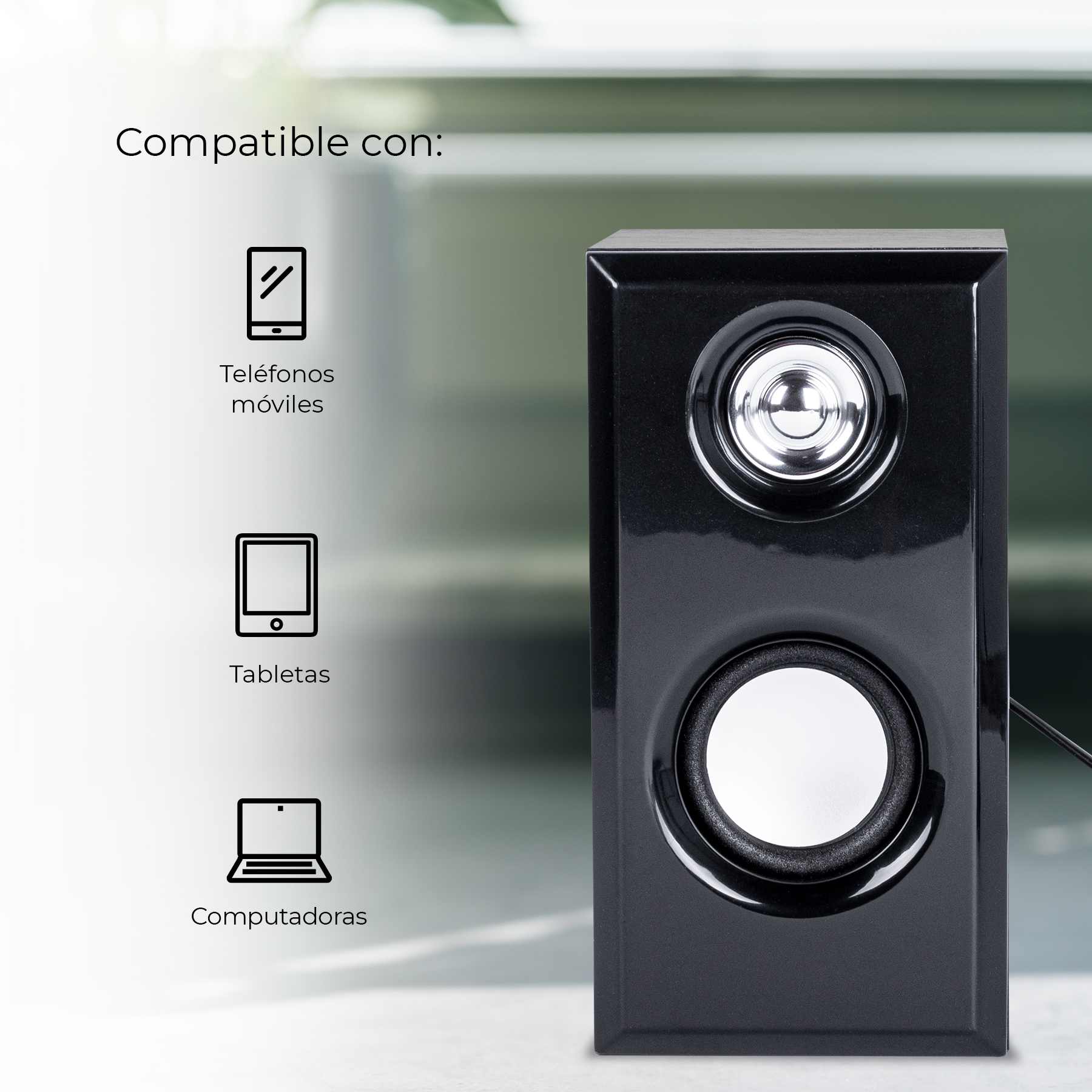 Bocinas Dúo con Sonido Estéreo Alámbricas para Escritorio conexión Auxiliar 3.5 potencia de 6W