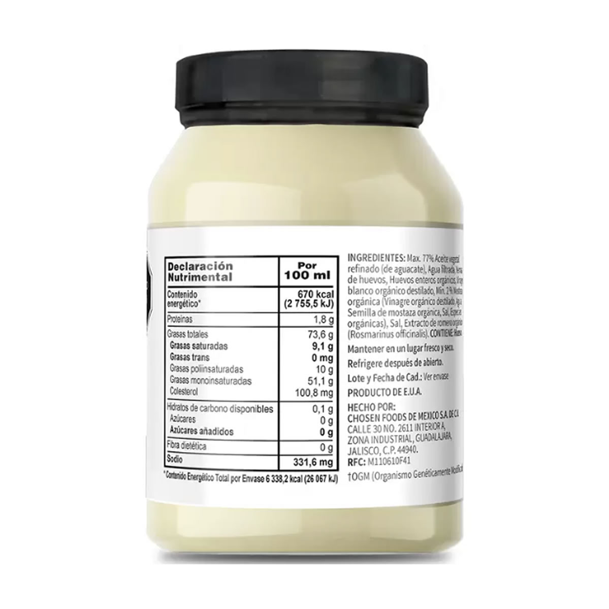 Mayonesa de Aguacate Chosen Foods 946 ml