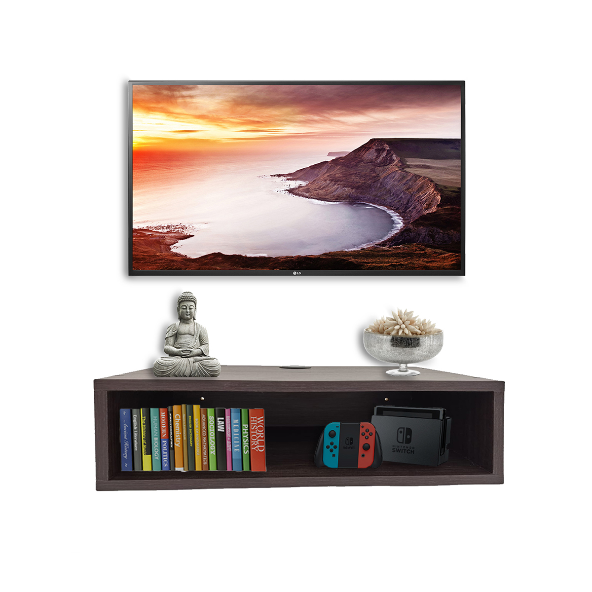 Repisa Flotante Moderna Cajón Para Equipos De Tv 50 X 25 Cm Roble Dakar