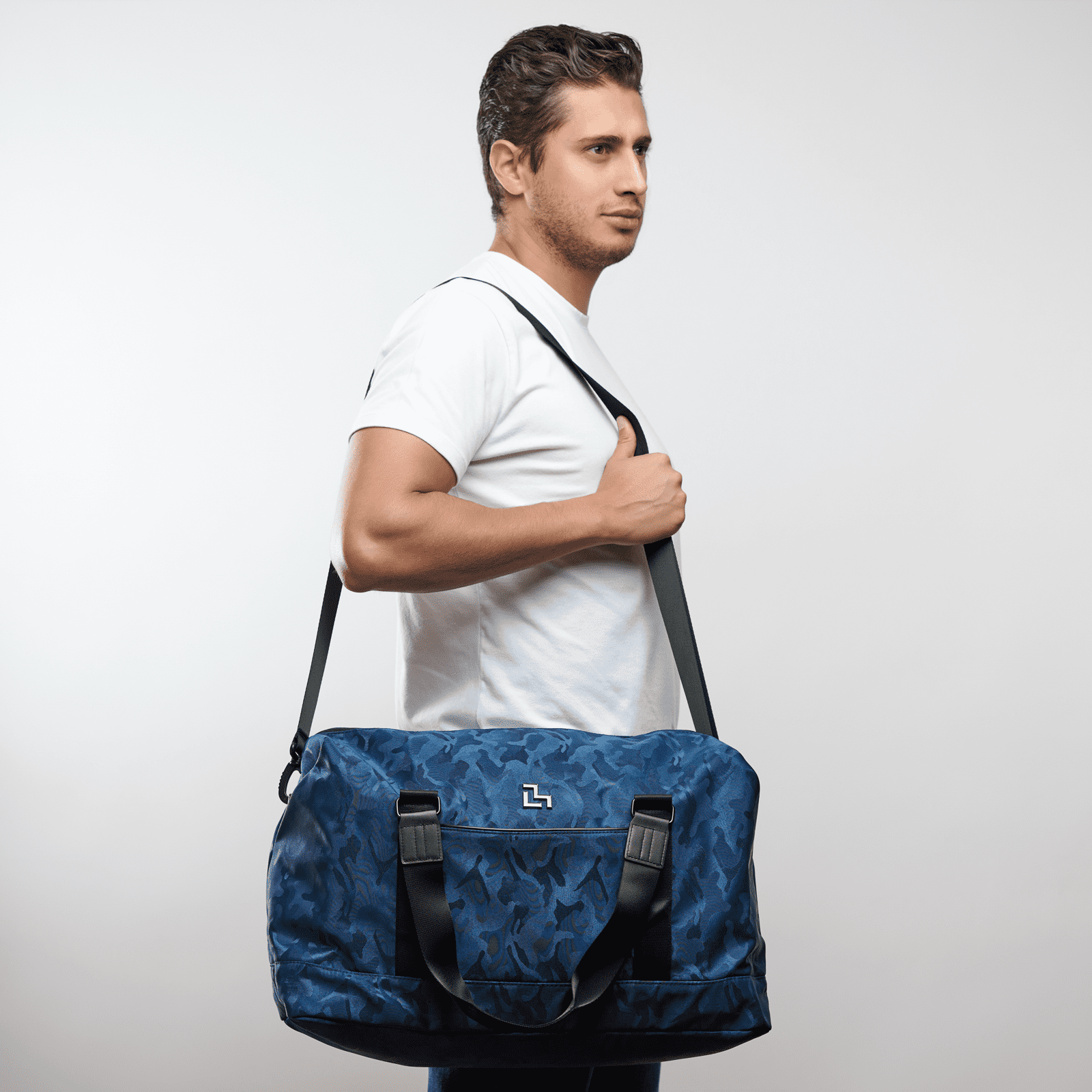 LUCKMAN Maleta Deportiva Hombre y de Viaje Múltiples Compartimentos - Modelo Gael, Azul Militar