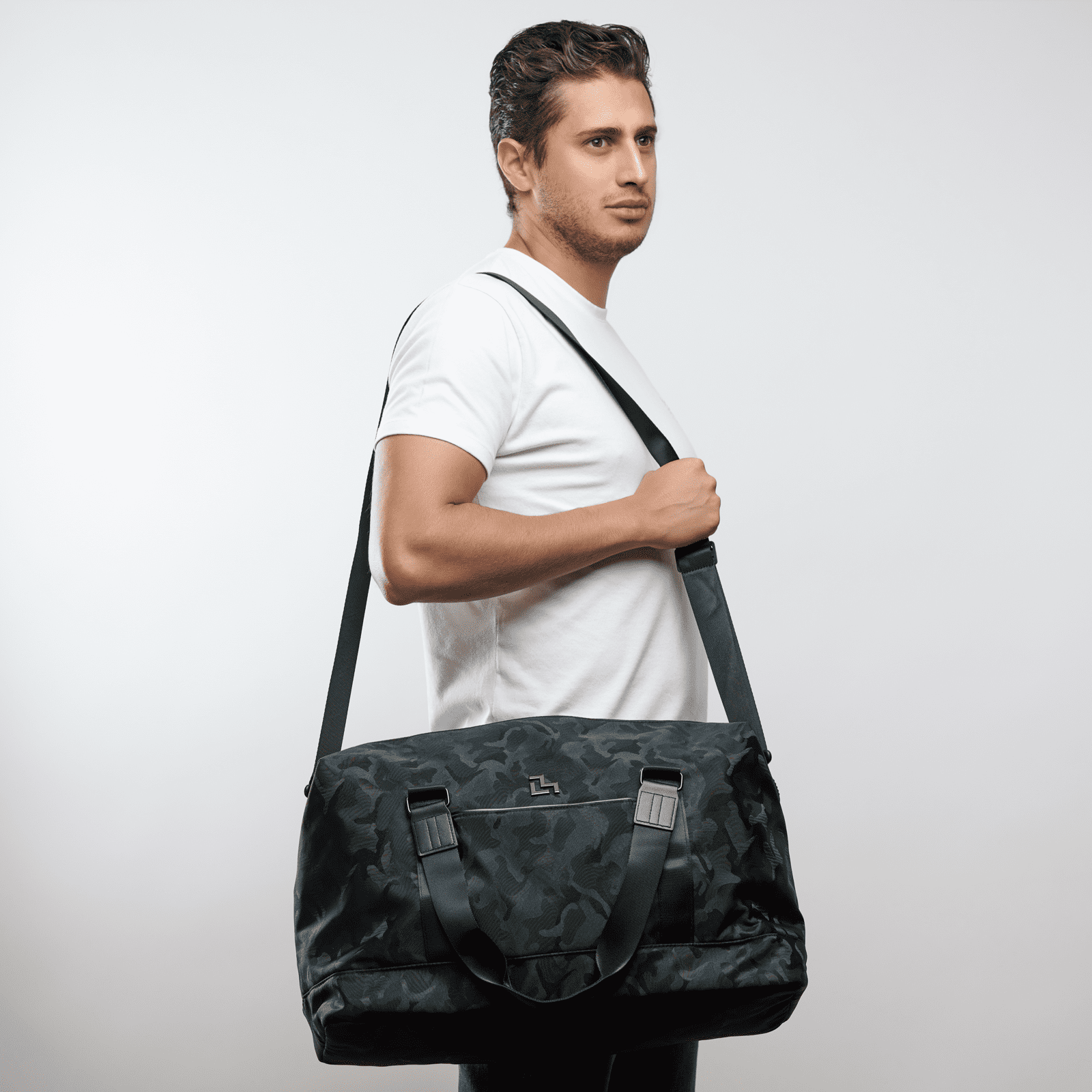 LUCKMAN Maleta Deportiva Hombre y de Viaje Múltiples Compartimentos - Modelo Gael, Negro Militar