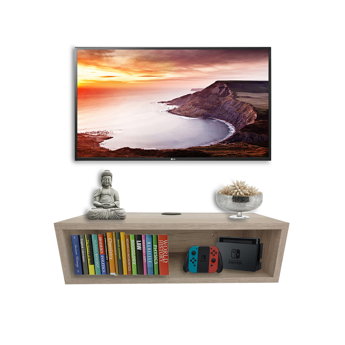Repisa Flotante Moderna Cajón Para Equipos De Tv 50 X 25 Cm Toscana