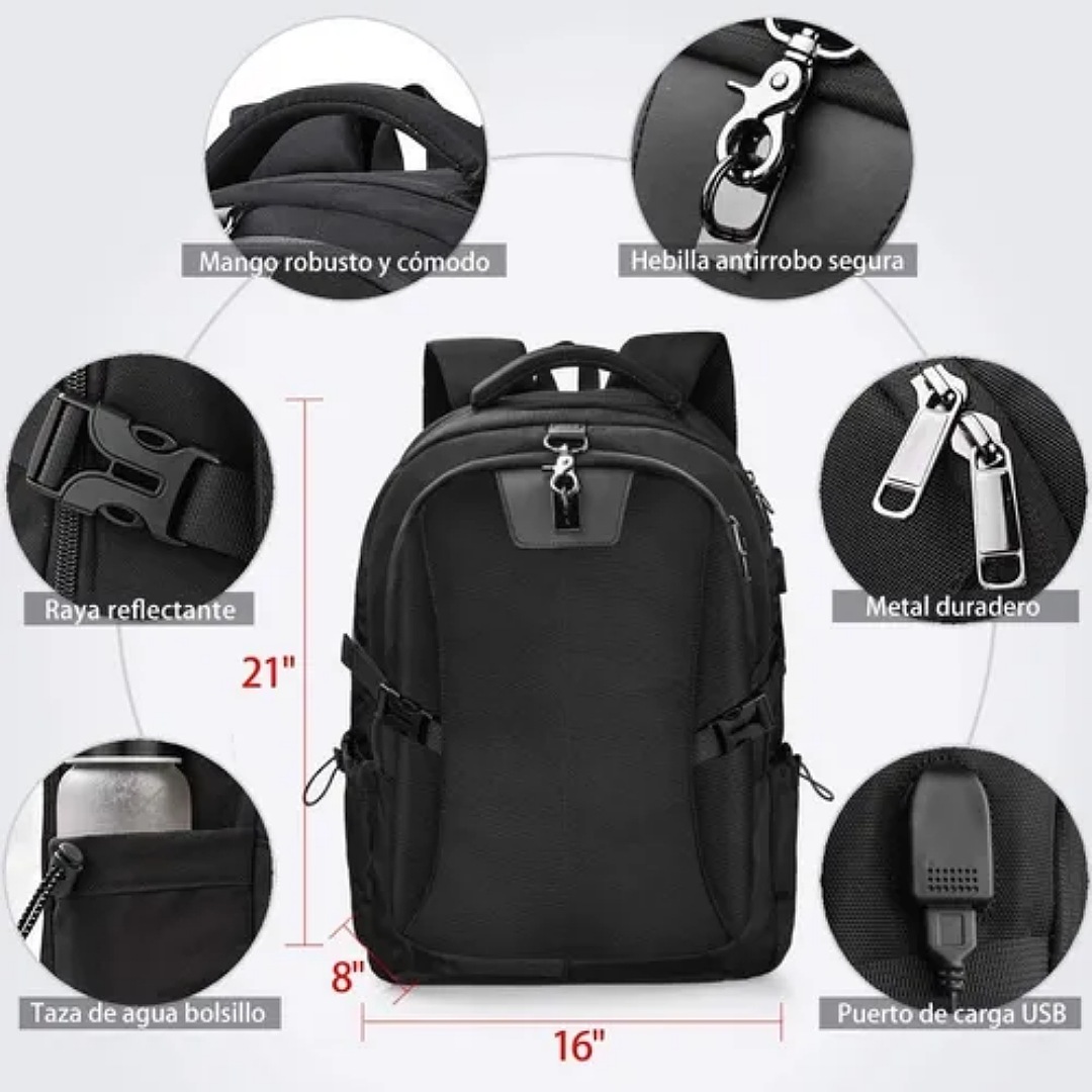 Mochila de almacenamiento profundo para computadora portátil con puerto de  carga USB [resistente al agua], mochila para computadora para la escuela y