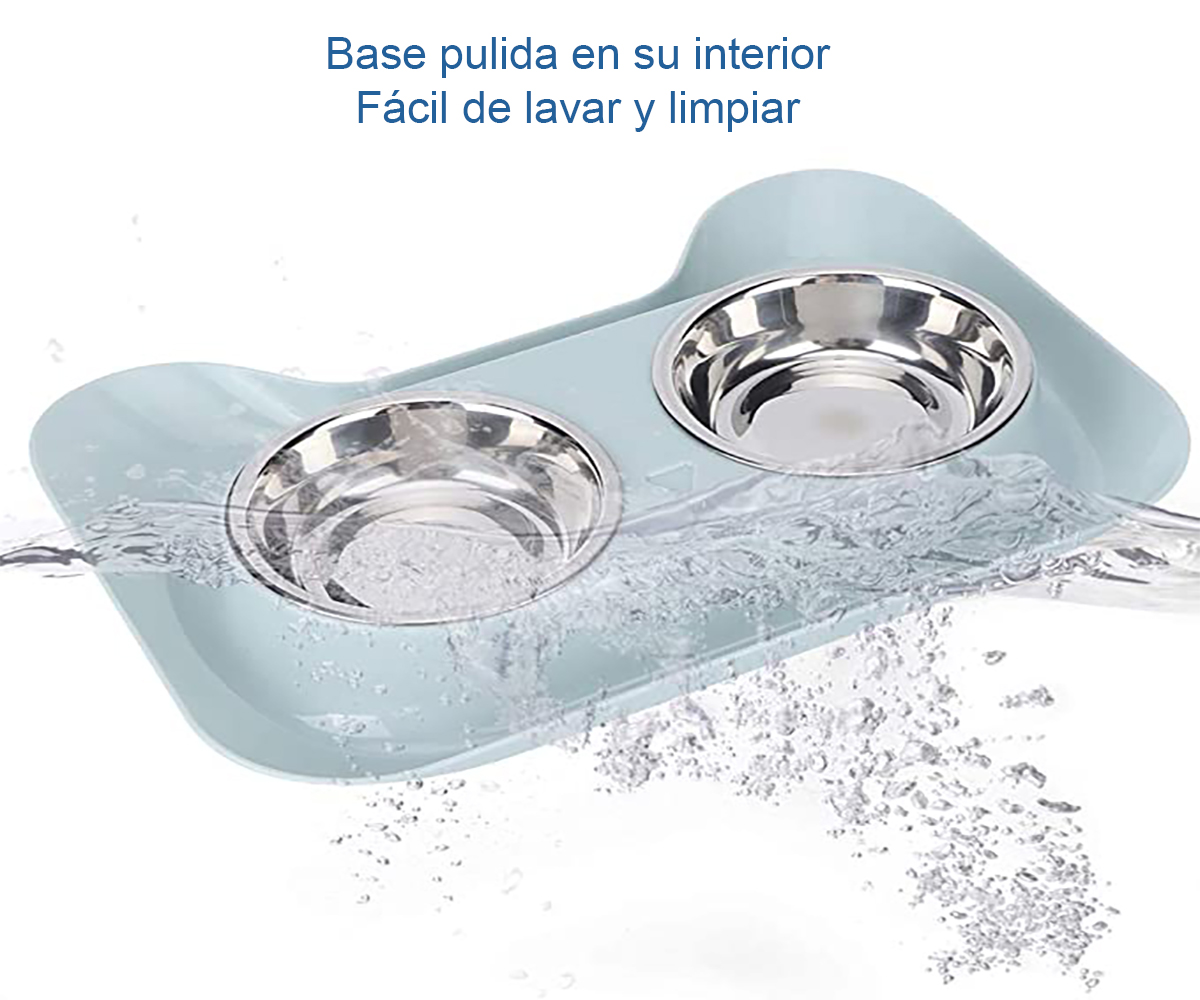Tazones en Acero Inoxidable Para Gato con  Base Antiderrames