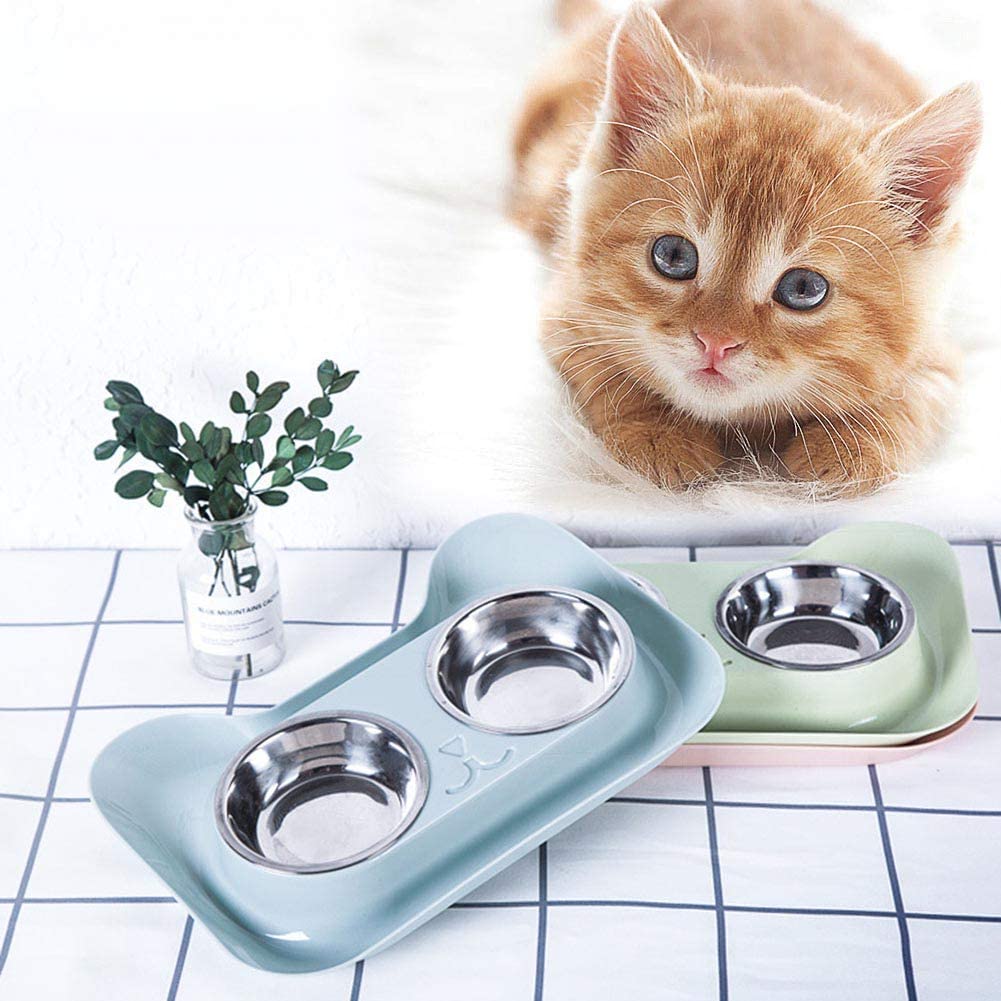 Tazones en Acero Inoxidable Para Gato con  Base Antiderrames