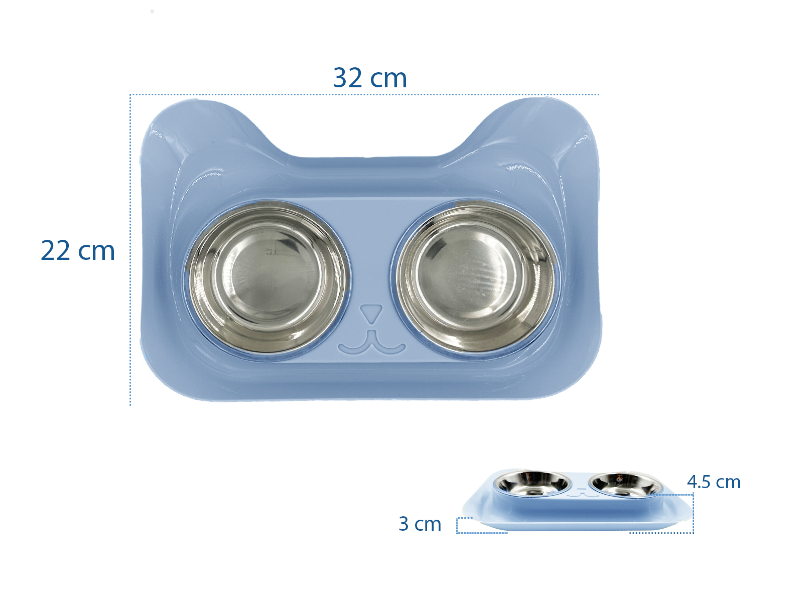 Tazones en Acero Inoxidable Para Gato con  Base Antiderrames