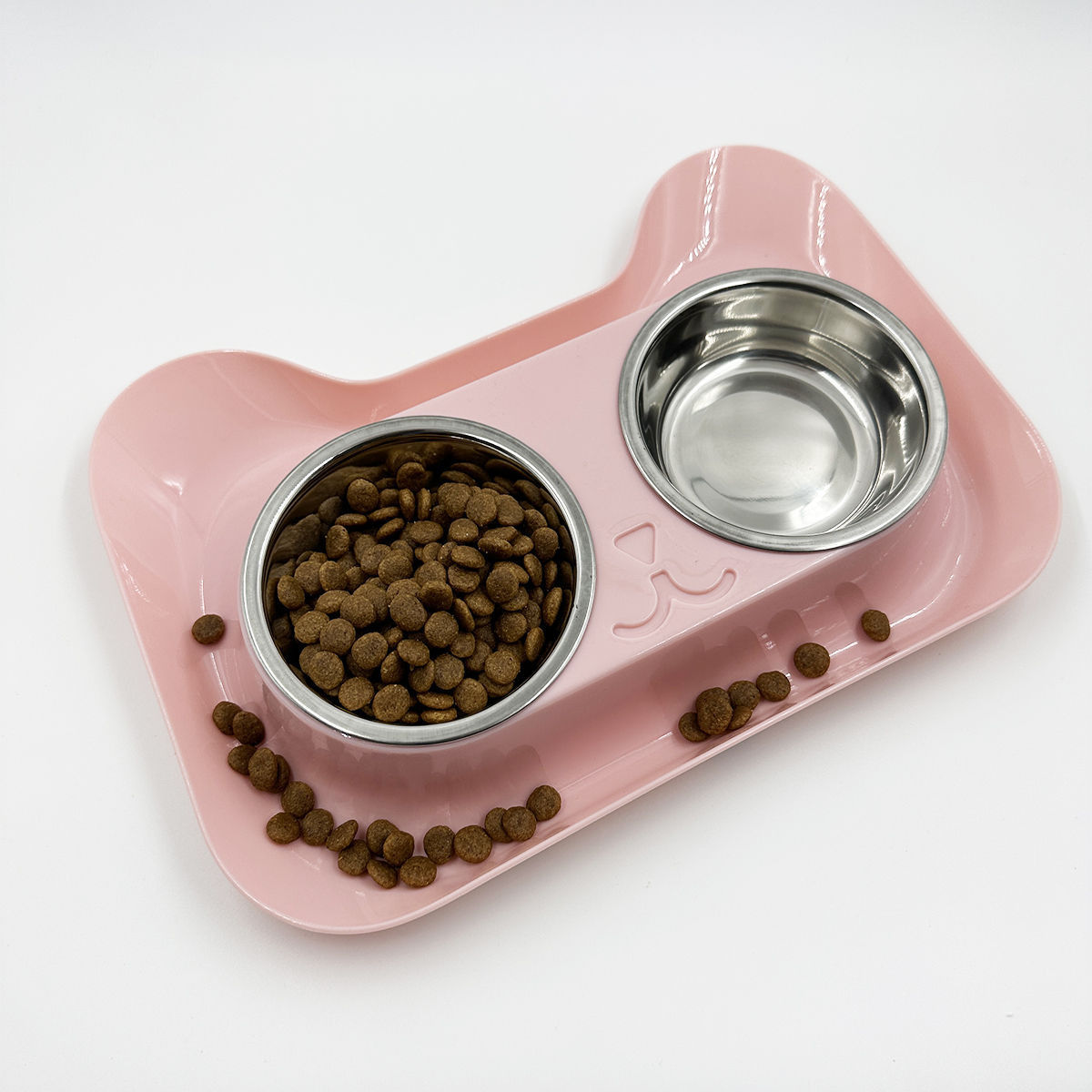 Tazones en Acero Inoxidable Para Gato con  Base Antiderrames