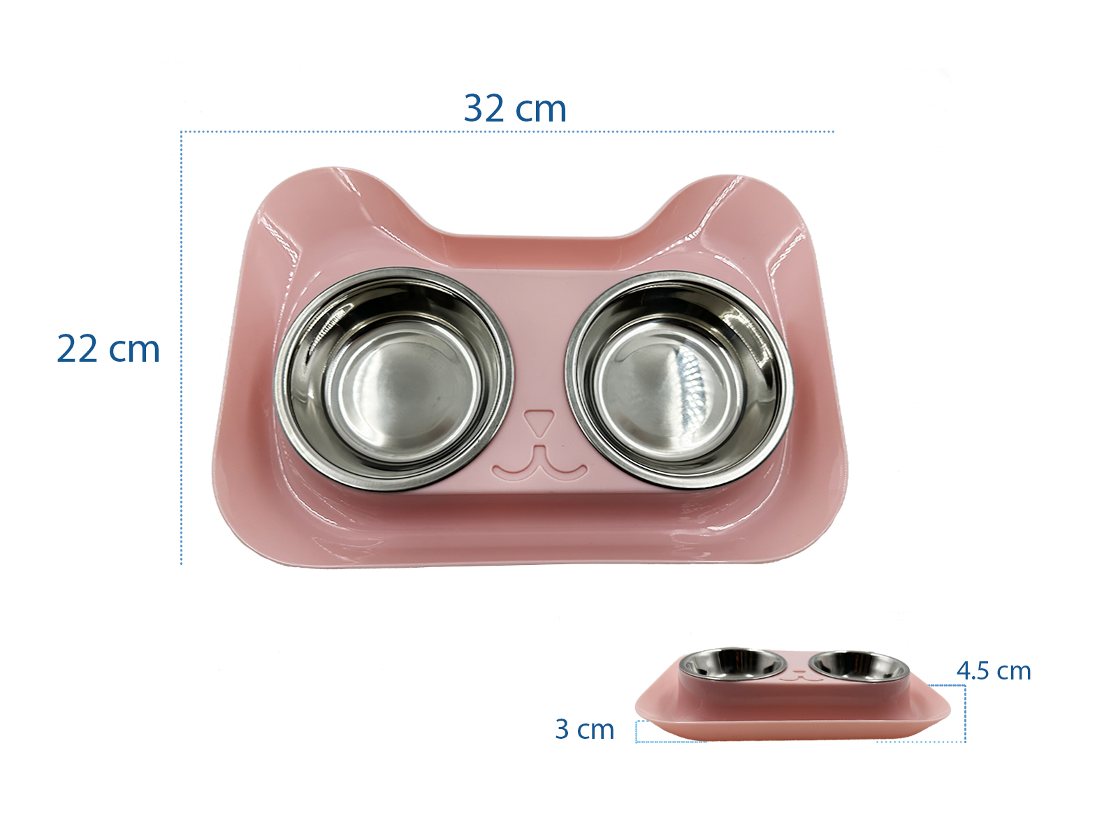 Tazones en Acero Inoxidable Para Gato con  Base Antiderrames