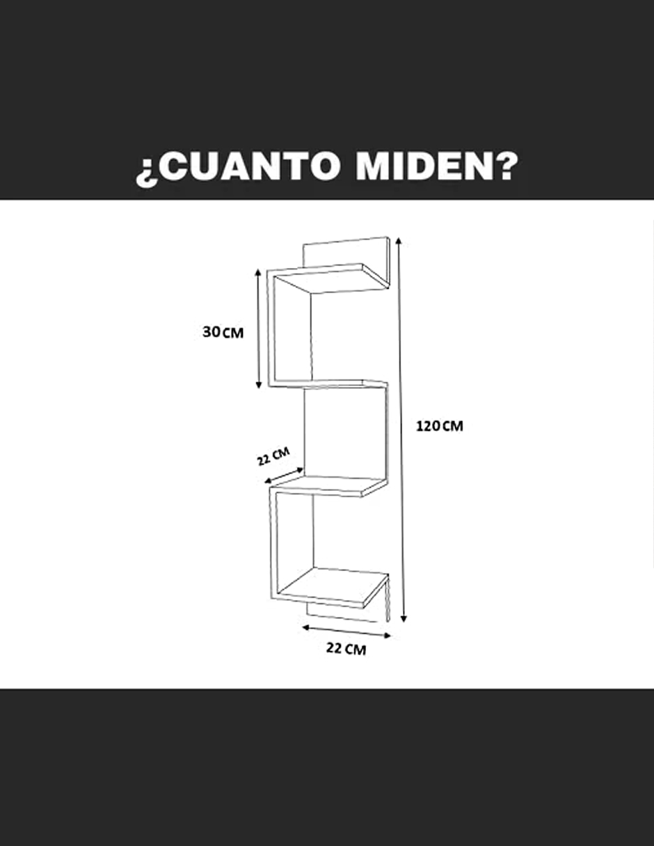 Repisa Esquinero Estante Flotante de Madera 4 Niveles 120 x 22 cm Nogal Terracota