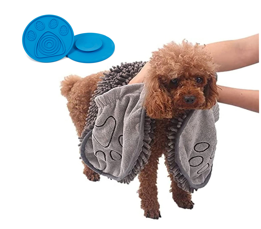 Toalla Para Perro Absorbente Y Tapete Para Crema De Maní 